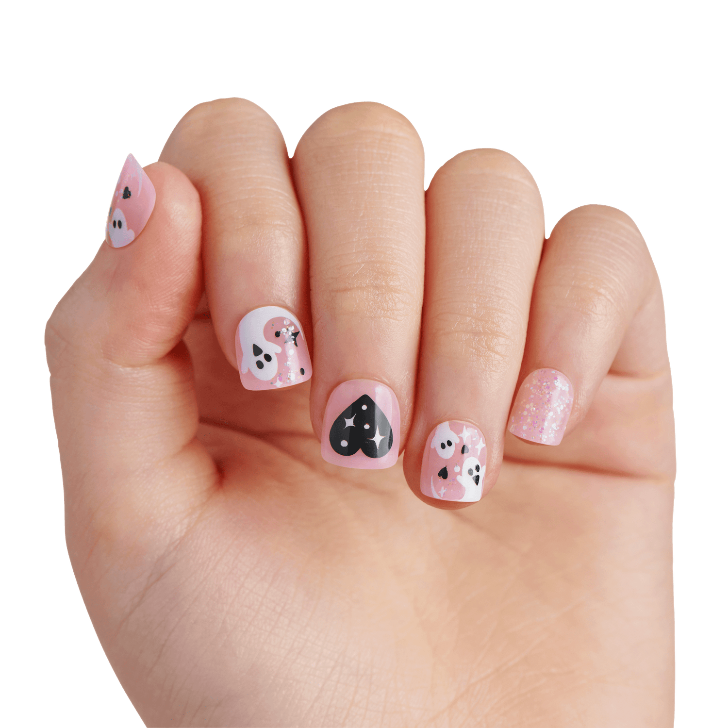 Impress Kids Halloween No Glue Fake Press On Nails - Magic Story | Design, Pink, Kids, Squoval, Glow In The Dark, Manicure