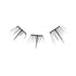 The image shows three individual clusters of false eyelashes. Each cluster consists of multiple fine, black strands of synthetic or natural fibers, designed to mimic the appearance of natural eyelashes. The clusters are arranged in a slight arc, with the middle cluster positioned higher than the two on either side. The background is plain white, which highlights the delicate and intricate nature of the eyelash clusters.