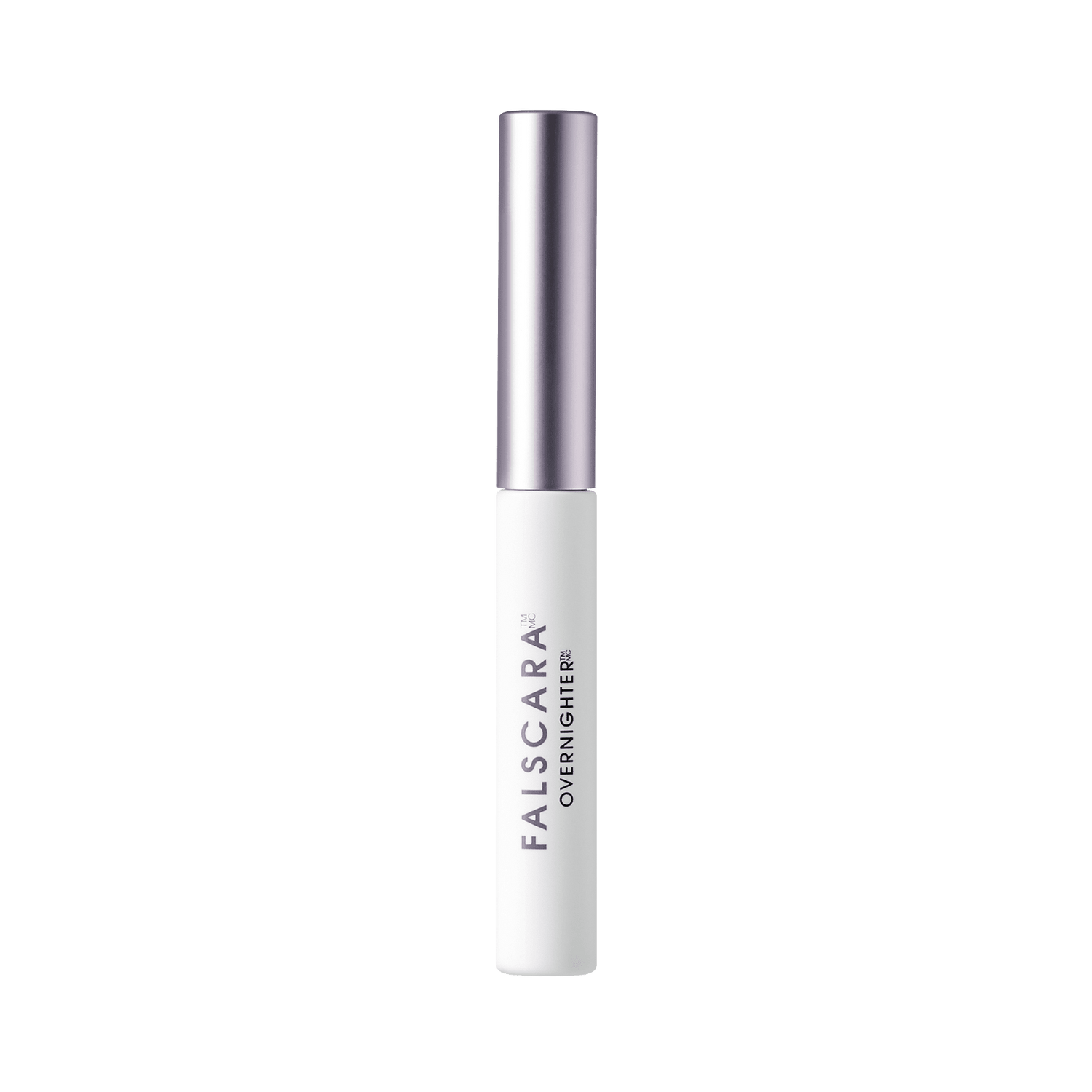Slim white tube with a metallic silver cap labeled \