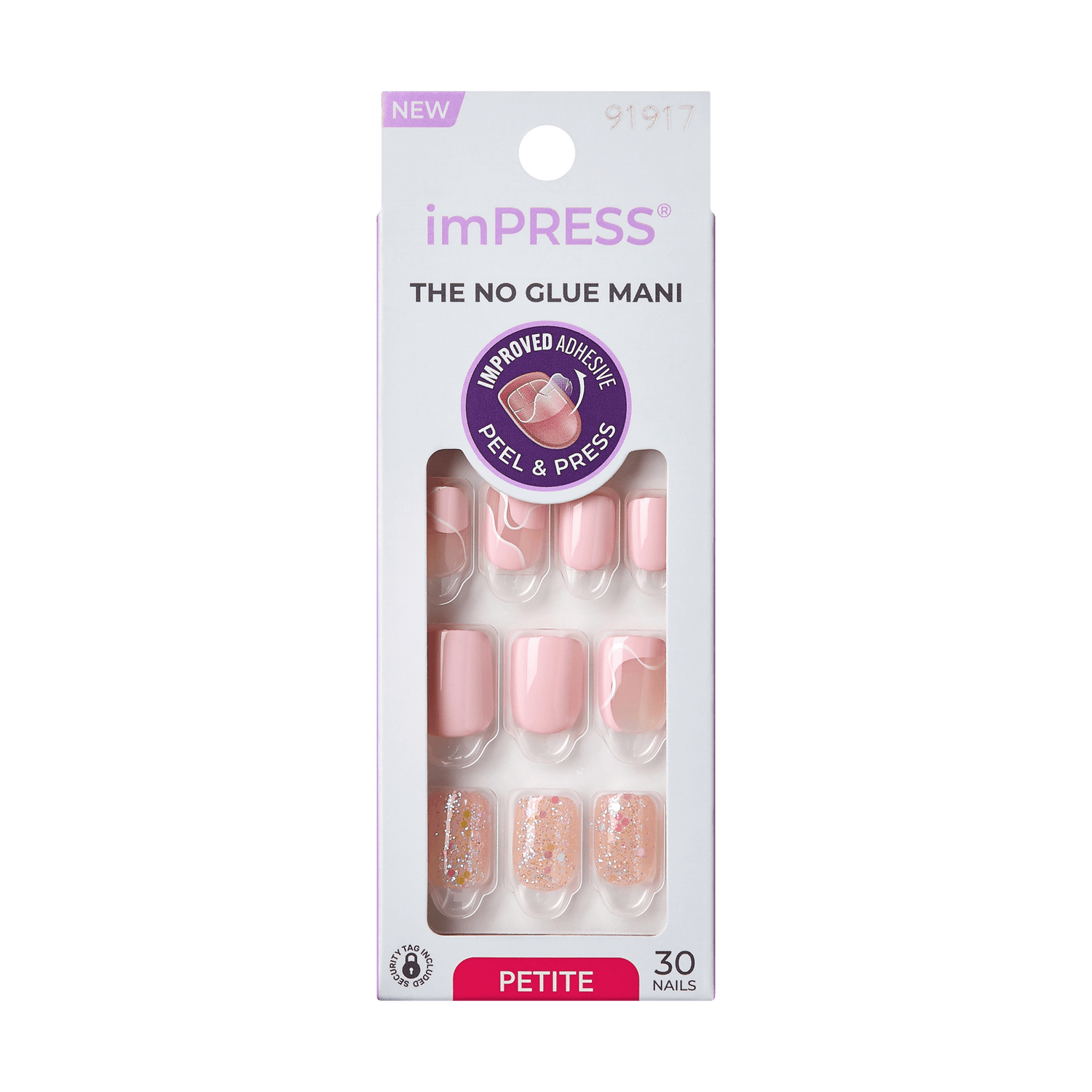 imPRESS The No Glue Mani press-on nails, 30 petite nails, peel and press adhesive