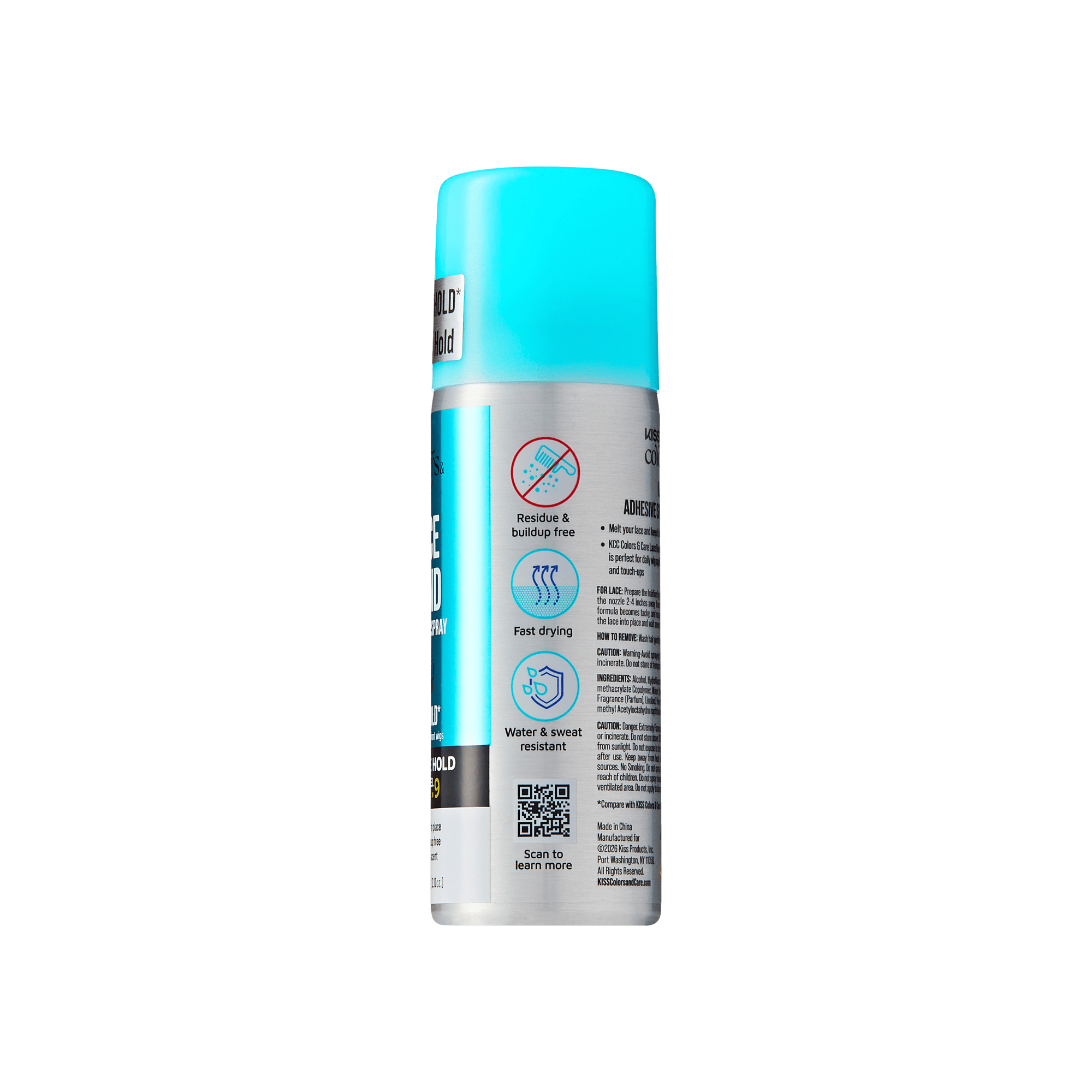 Can of spray paint with blue lid on a green background