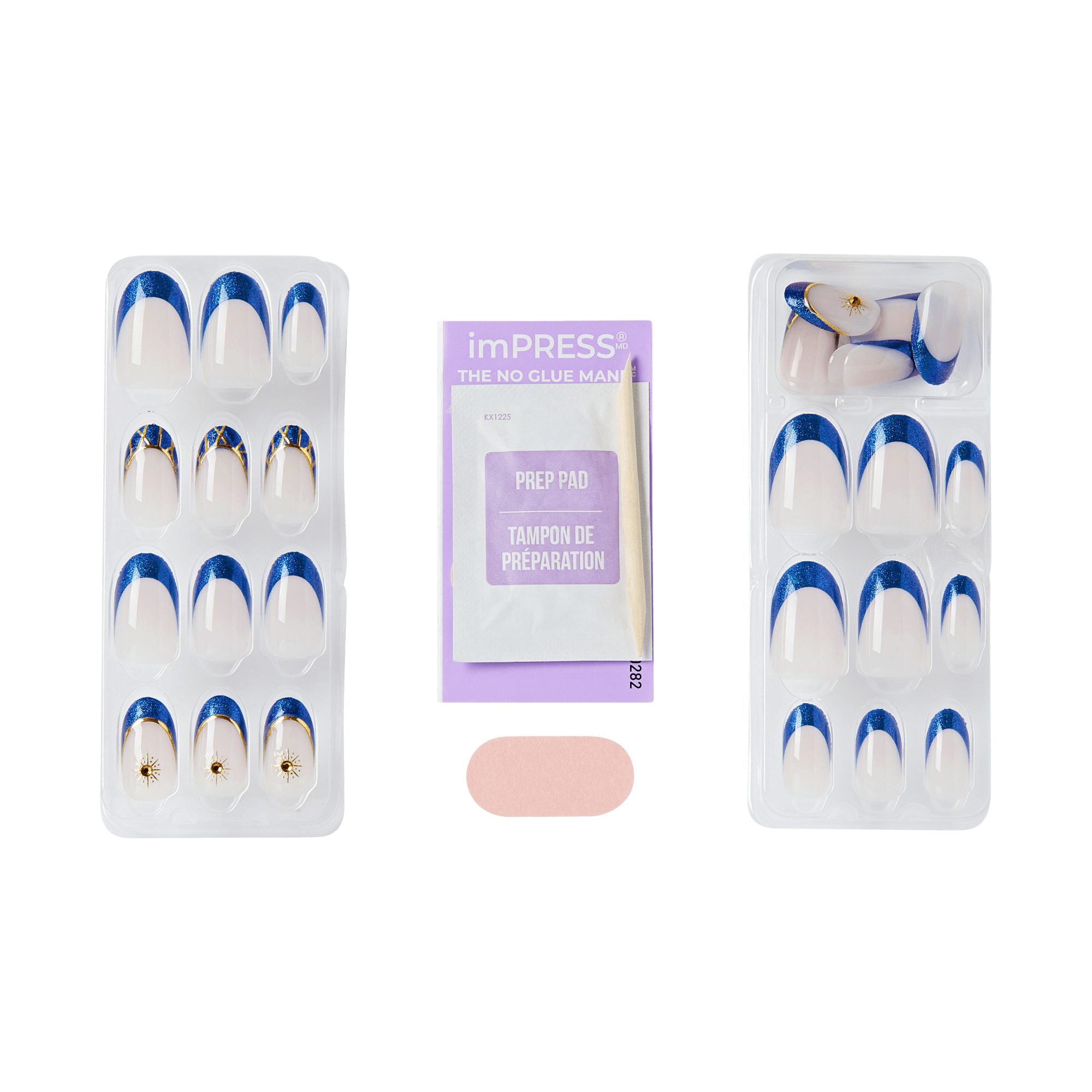 imPRESS press-on nails with blue ombre design and prep pad kit