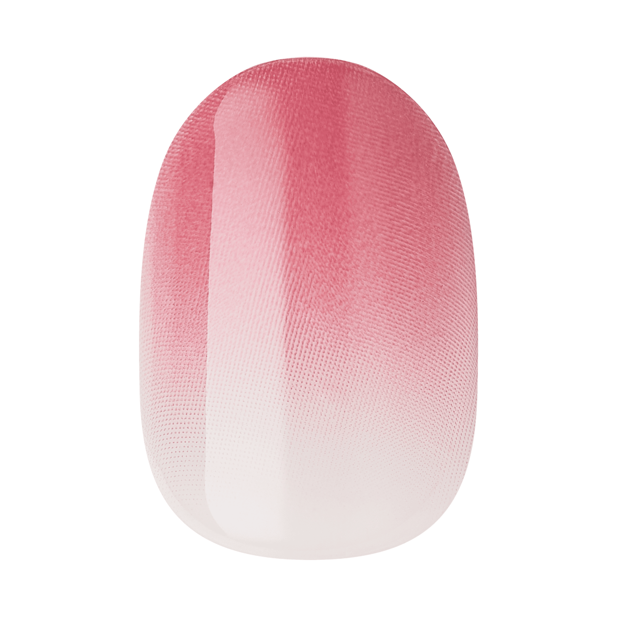 The image features a nail design showcasing a gradient effect. The color transitions from a soft pink at the top to a lighter, almost white shade at the bottom. The finish appears smooth and polished, highlighting the ombre style that blends the two colors seamlessly. The overall look is elegant and modern, suitable for various occasions.