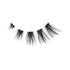 The image features a set of false eyelashes arranged in a curved line. The lashes are long, black, and wispy, with varying lengths that create a dramatic effect. The background is plain white, emphasizing the detail and texture of the lashes. The overall appearance suggests a focus on beauty and makeup, likely intended for enhancing the eyes.