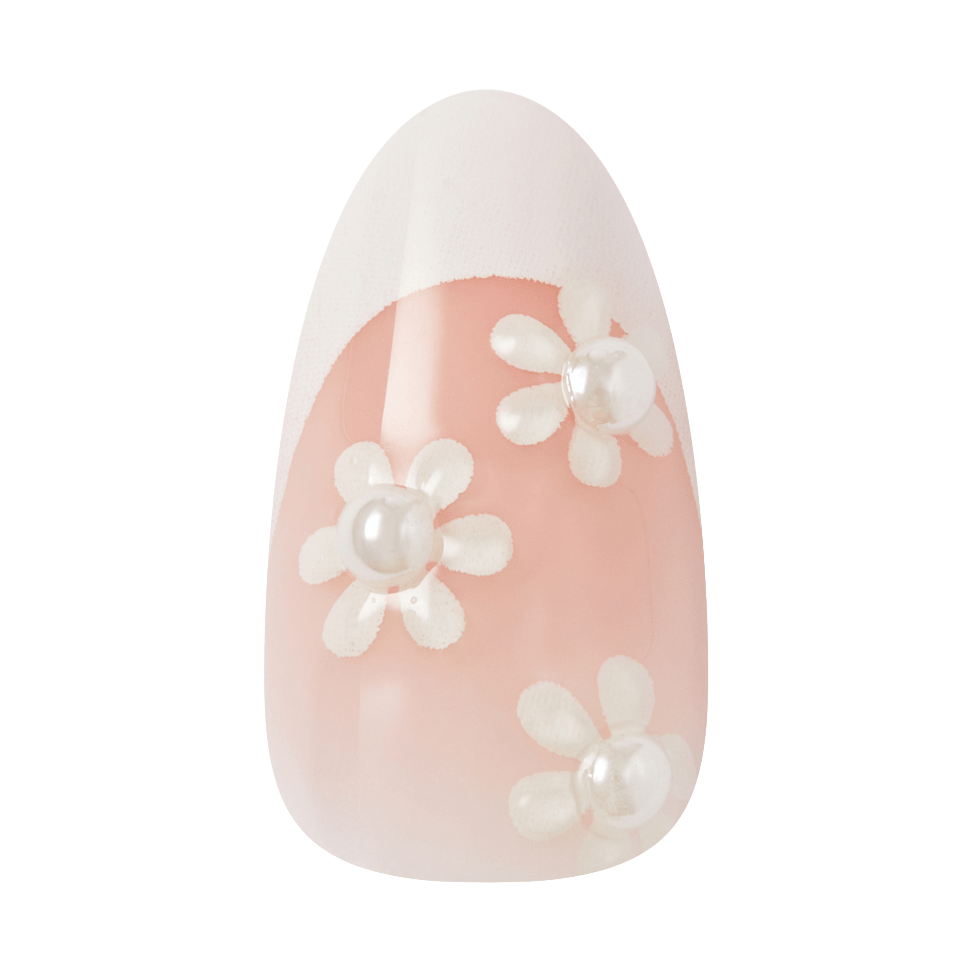 Kiss Glam Jeweled Press On Fake Glue Nails - Crystal Bloom | 3D &amp; Jeweled French Design, White, Medium, Almond