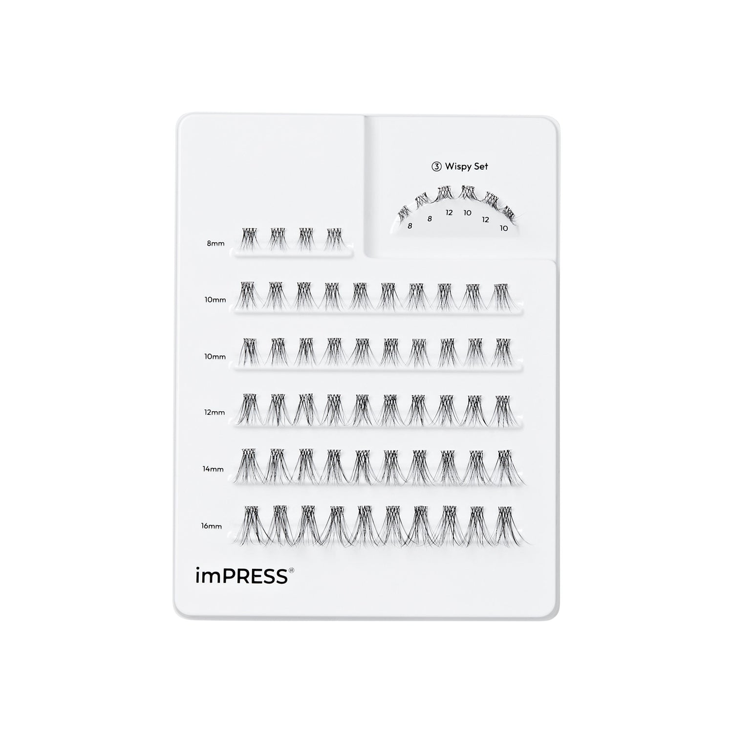 imPRESS Wispy Set lash collection display with sizes 8mm-16mm