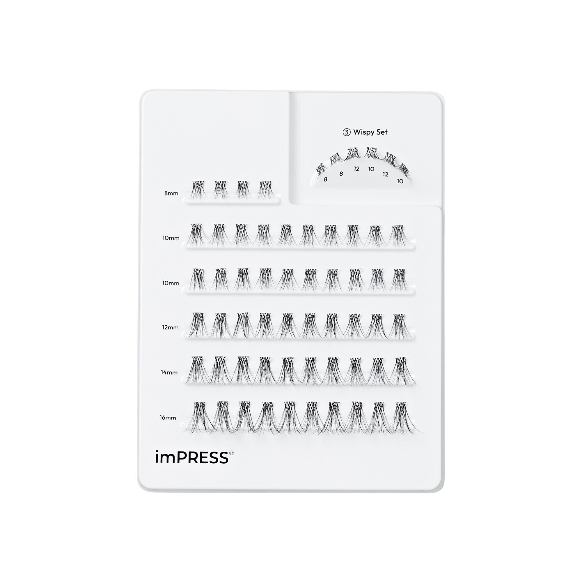 imPRESS Wispy Set lash collection display with sizes 8mm-16mm