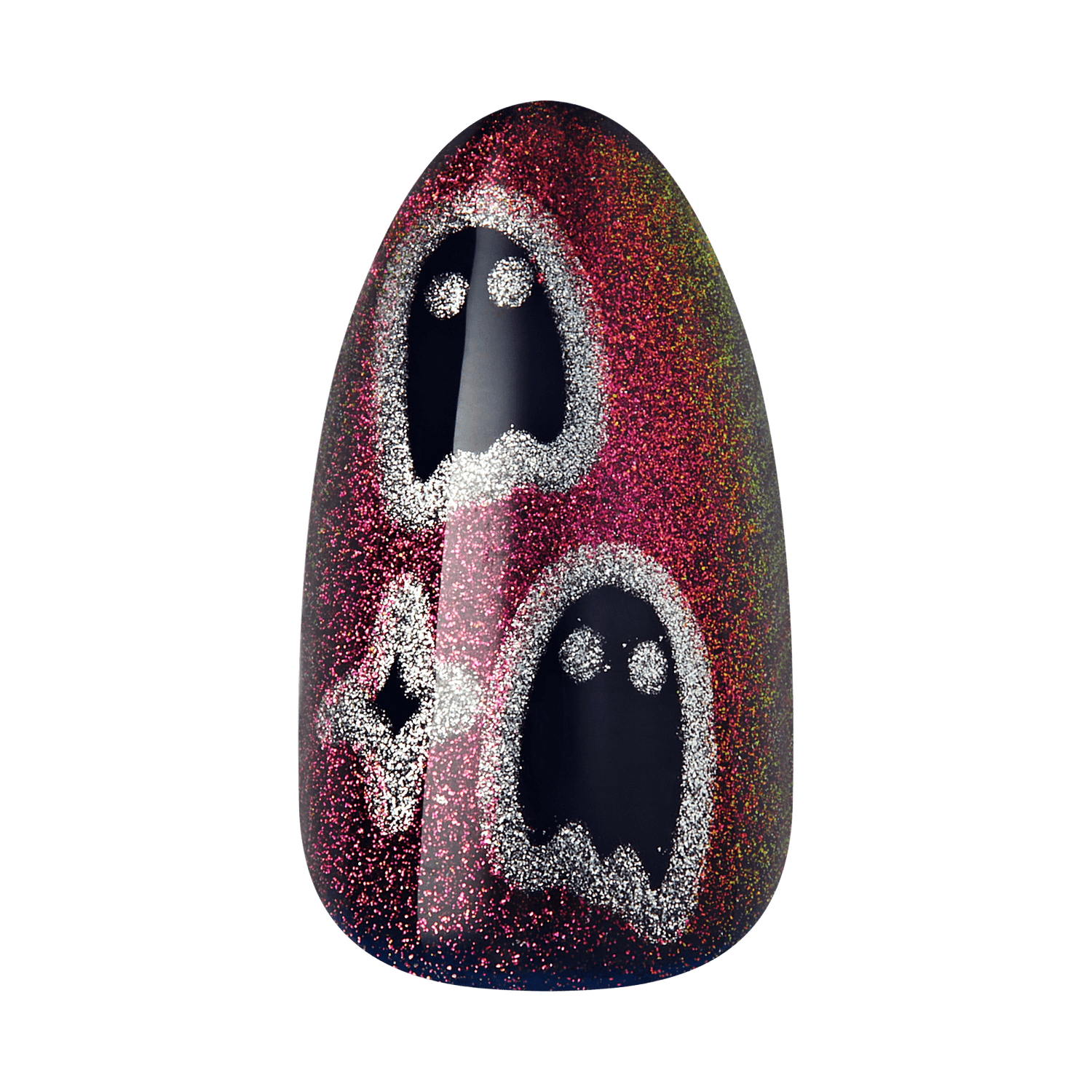 Kiss Haunt Halloween Press On Fake Glue Nails - Haunted Glow | Design, Red, Medium, Almond