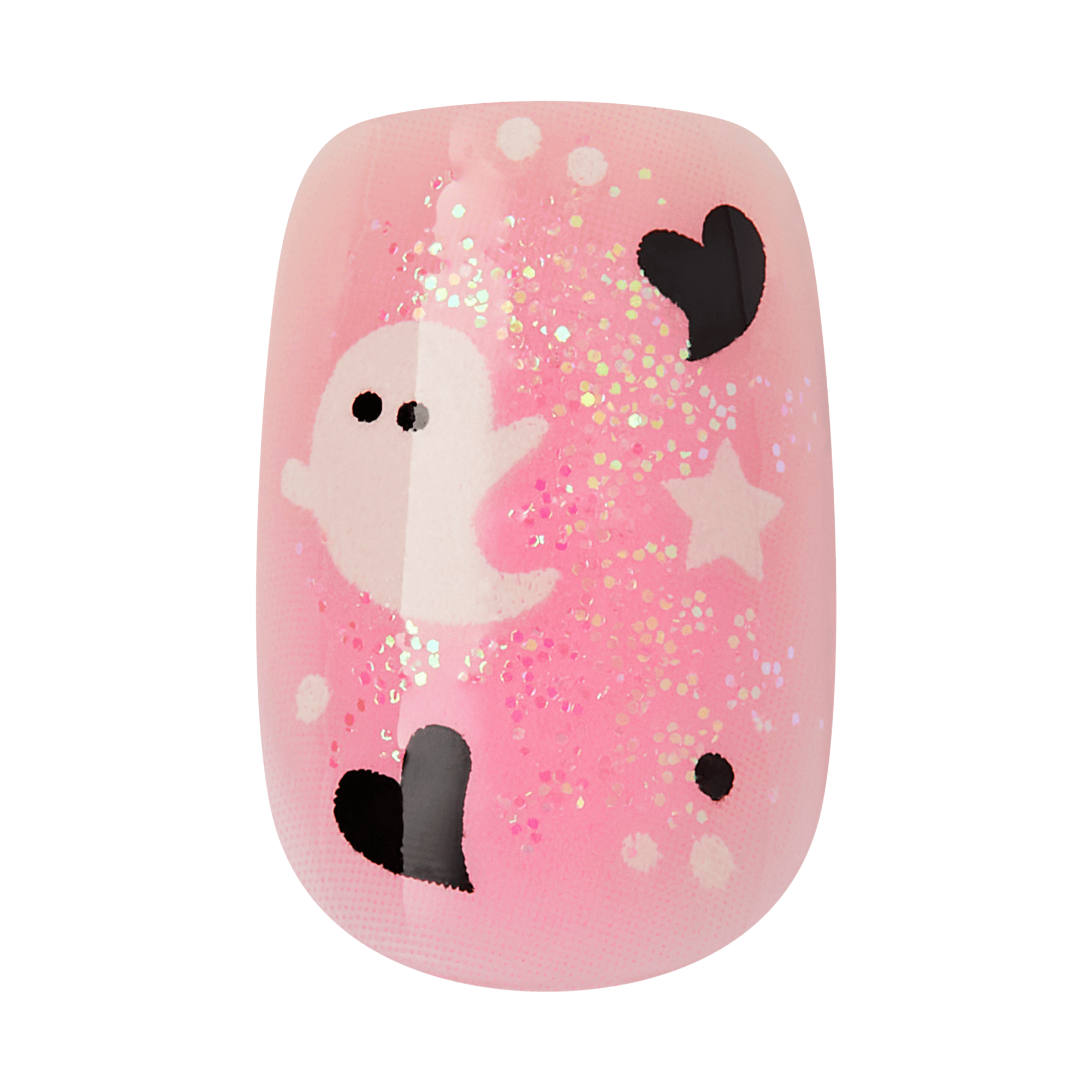 Kiss Haunt Halloween Press On Fake Glue Nails - Trick or Tip | Design, Pink, Short, Squoval, Glow In The Dark
