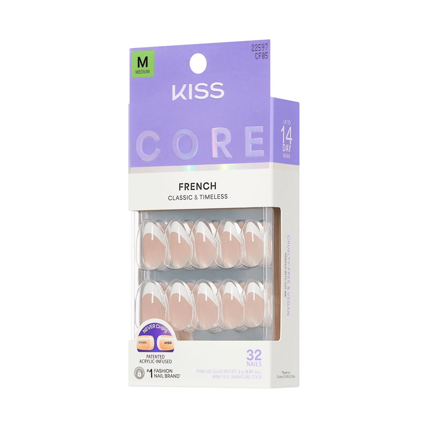 KISS Core French Classic &amp; Timeless Nails, Medium, 32-Count Pack