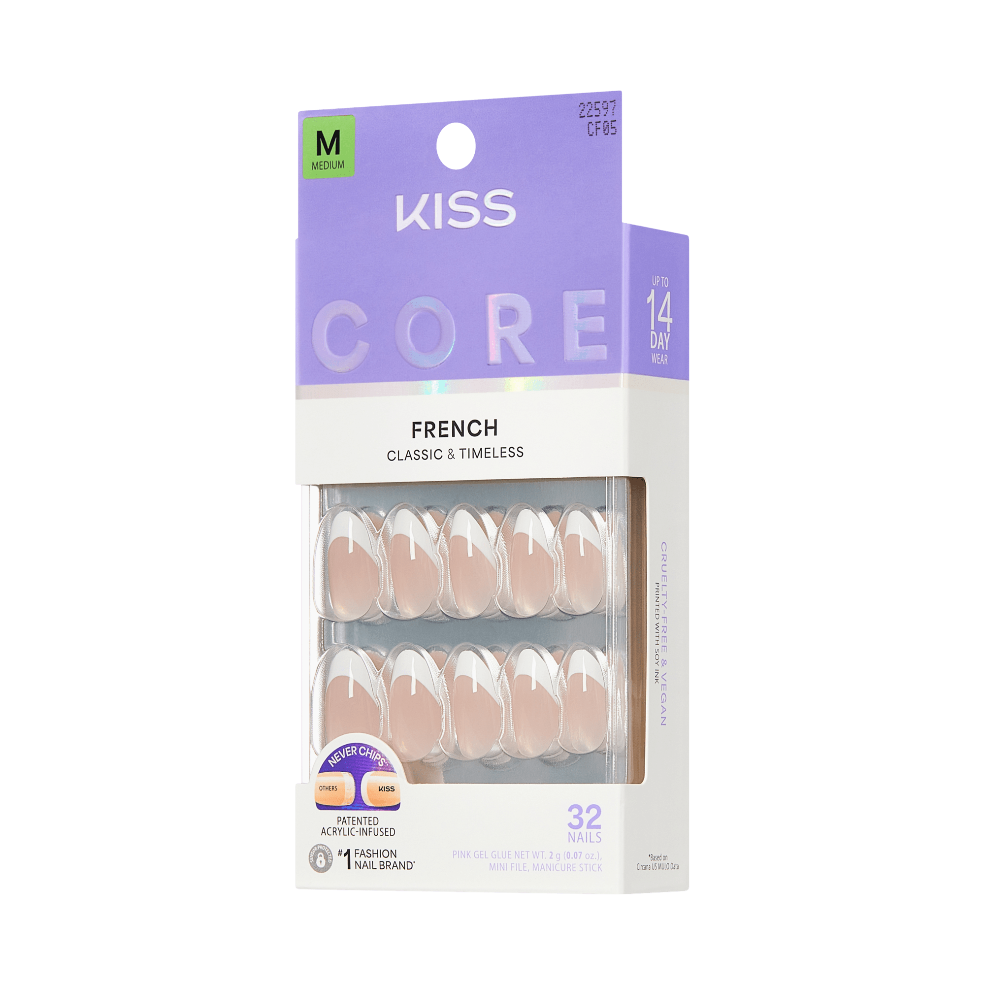 KISS Core French Classic &amp; Timeless Nails, Medium, 32-Count Pack