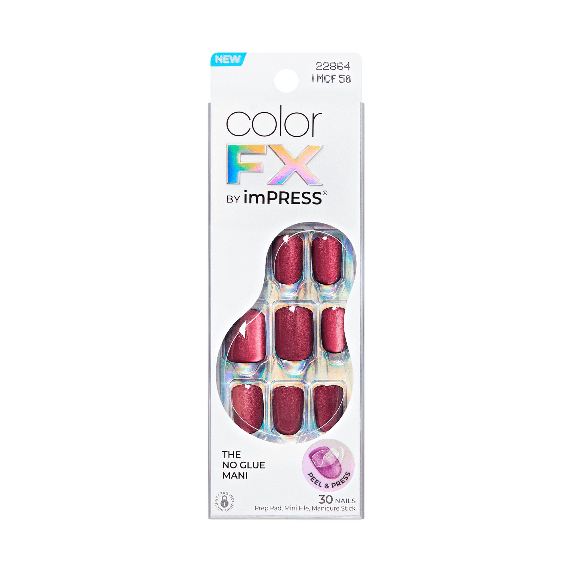 colorFX by Impress No Glue Fake Press On Nails - Night Changes | Design, Red, Short, Squoval, Manicure