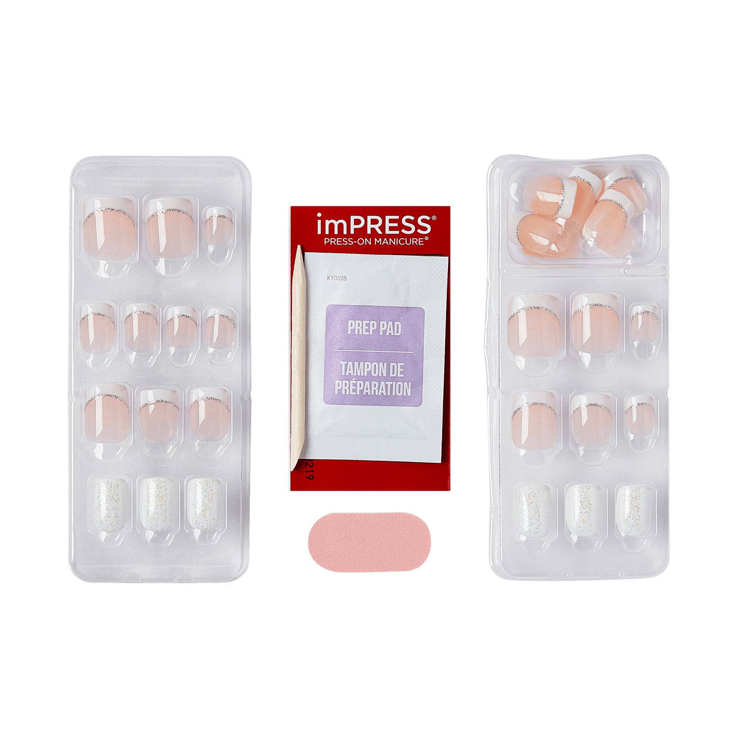 Impress Design No Glue Fake Press On Nails - My Mani | French Tips, White &amp; Neutral, Petite, Squoval, Manicure