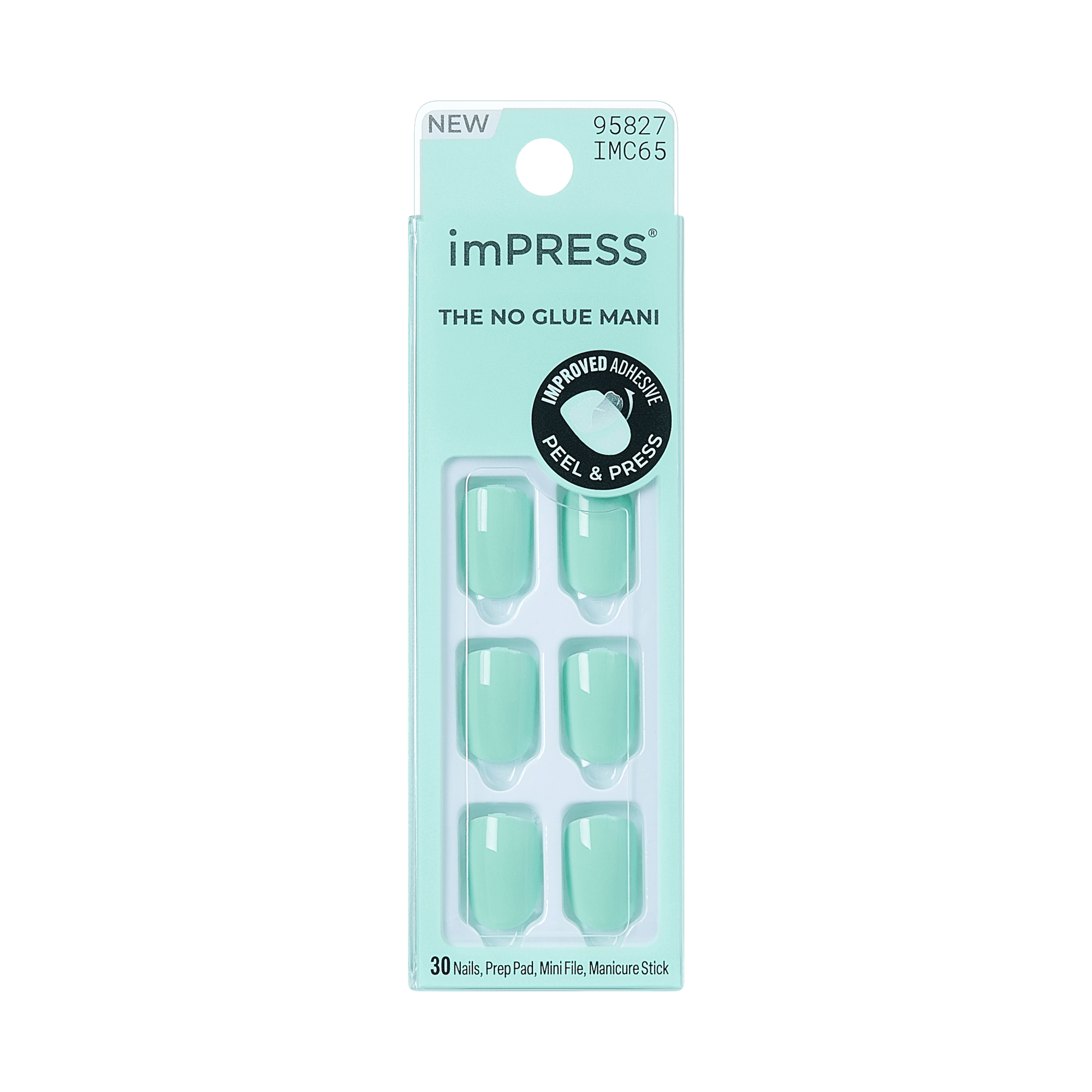 imPRESS The No Glue Mani press-on nails in mint green, 30 count