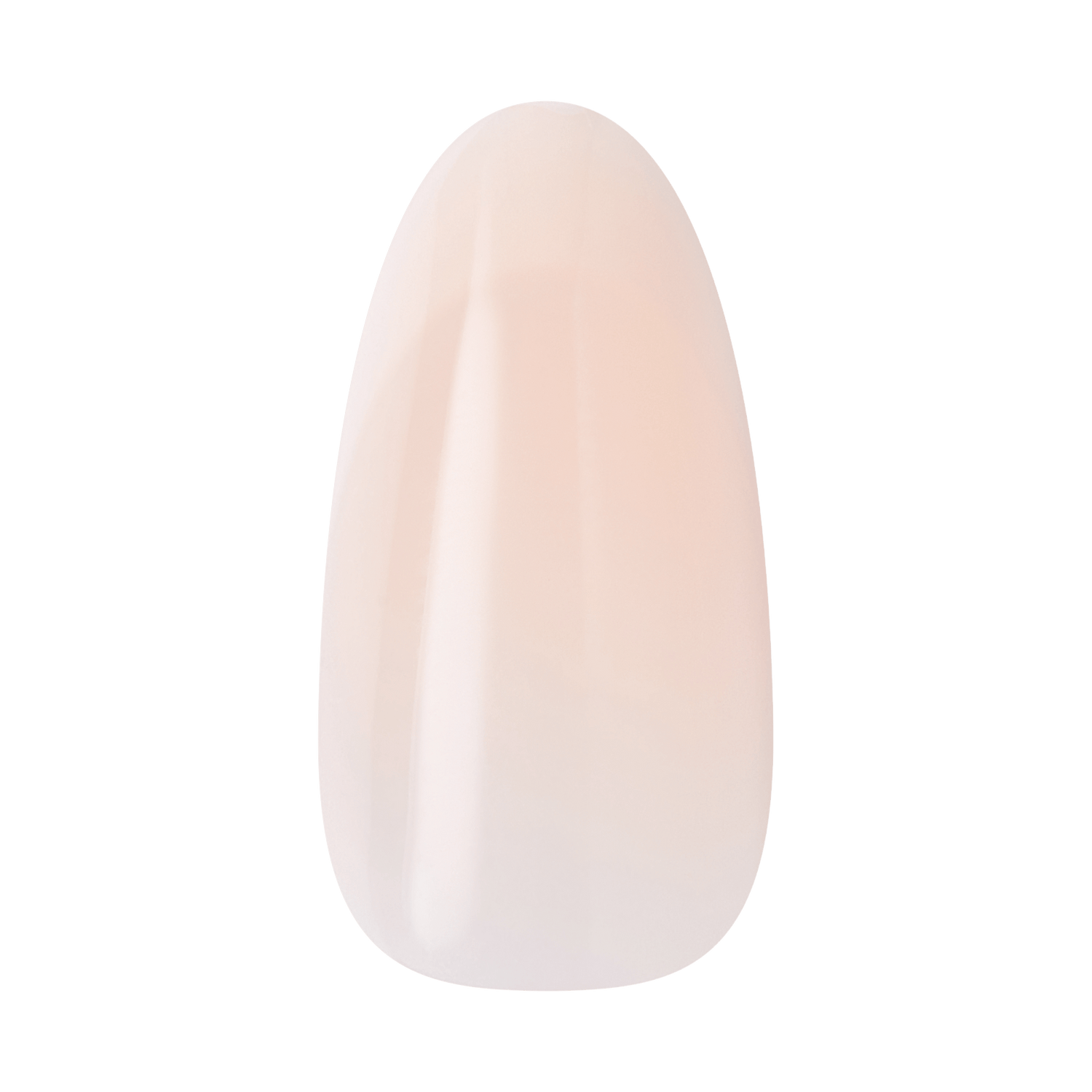 Glossy nude pink almond-shaped nail polish swatch