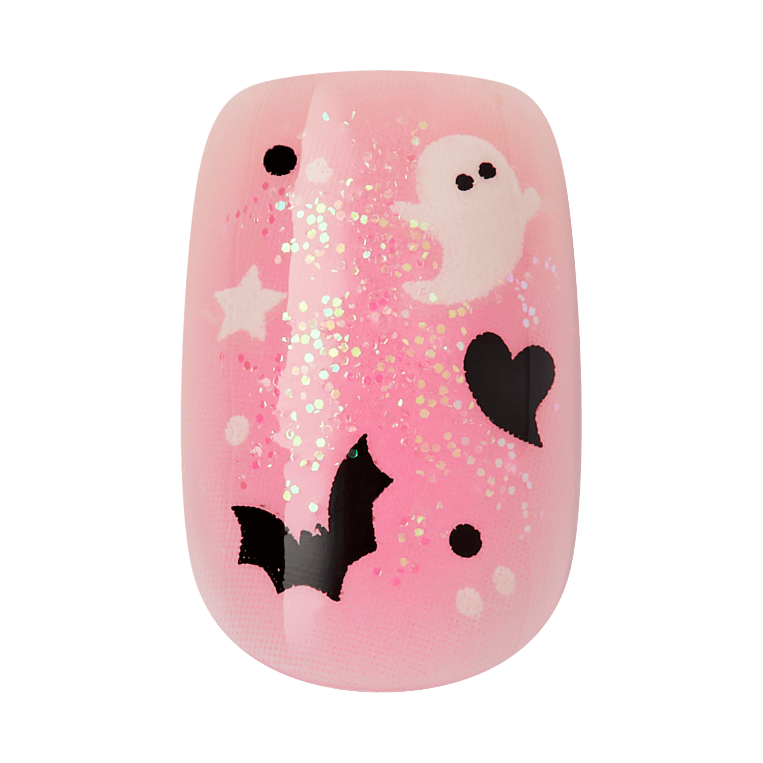 Kiss Haunt Halloween Press On Fake Glue Nails - Trick or Tip | Design, Pink, Short, Squoval, Glow In The Dark
