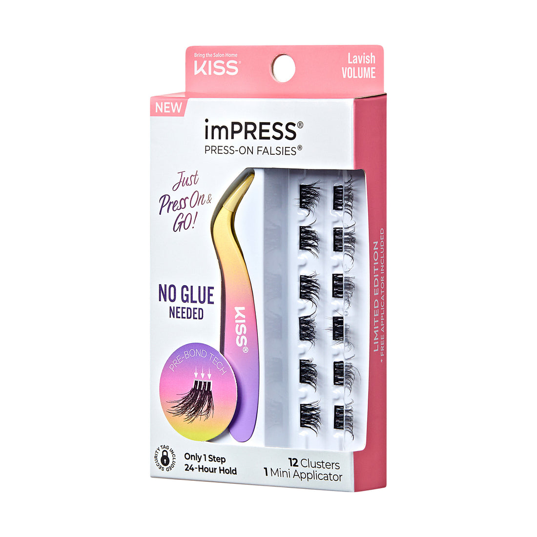 Impress Falsies Self Adhesive Eyelashes, 12 Lash Clusters + Applicator – Lavish