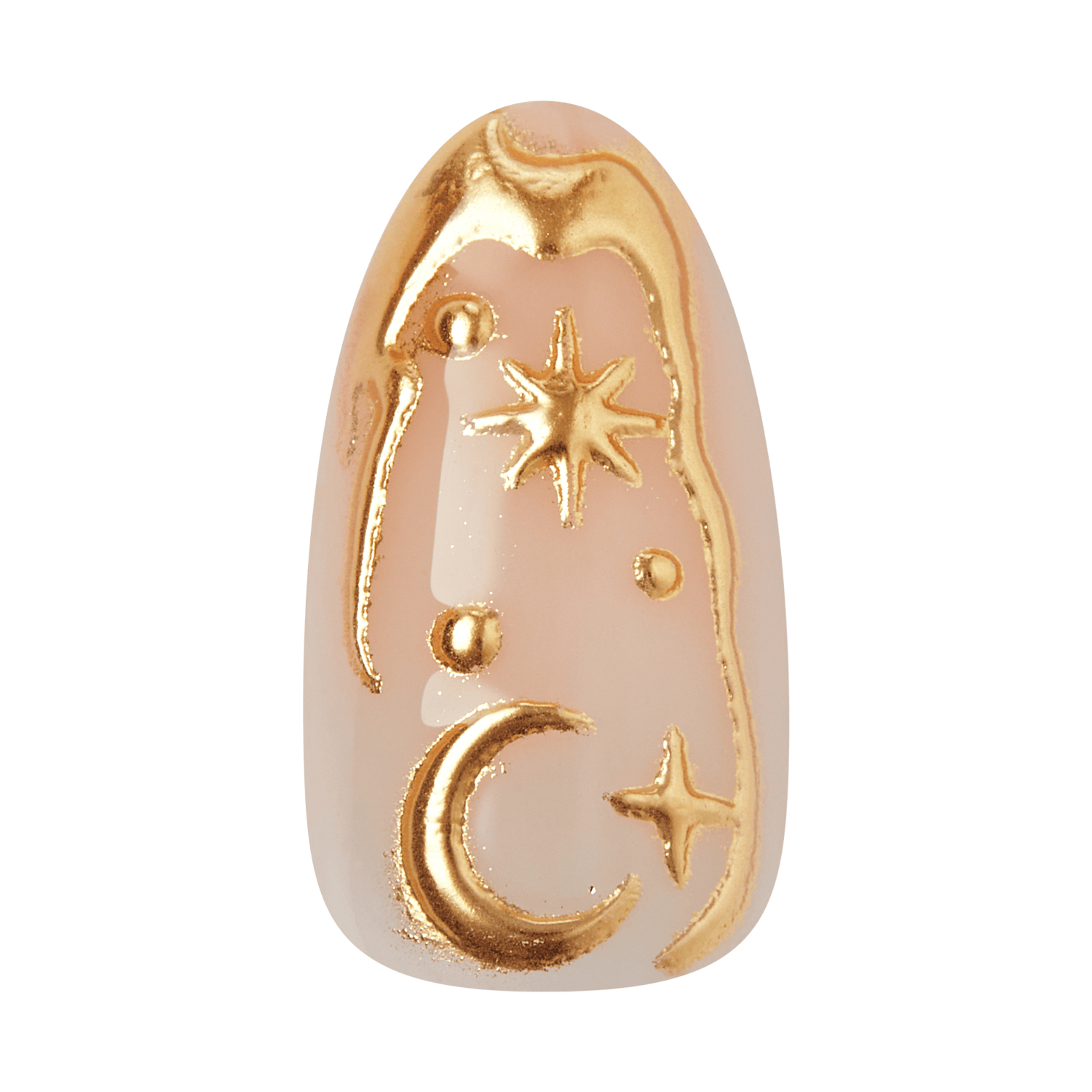 Kiss Glam 3D &amp; Jeweled Press On Fake Glue Nails - Golden | 3D &amp; Jewel Design, Gold, Medium, Almond