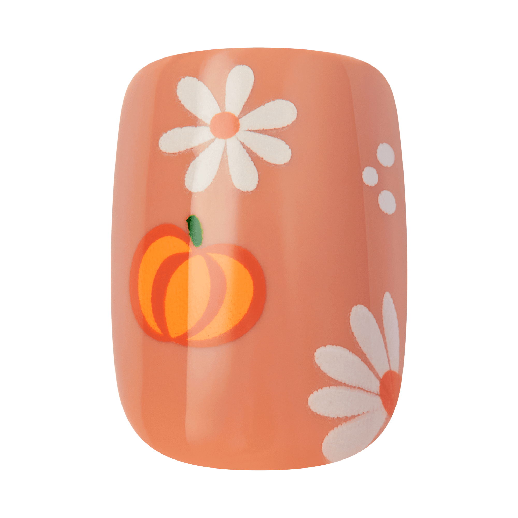 Kiss Haunt Halloween Press On Fake Glue Nails - Nailed By Night | Design, Orange, Short, Squoval, Glow In The Dark