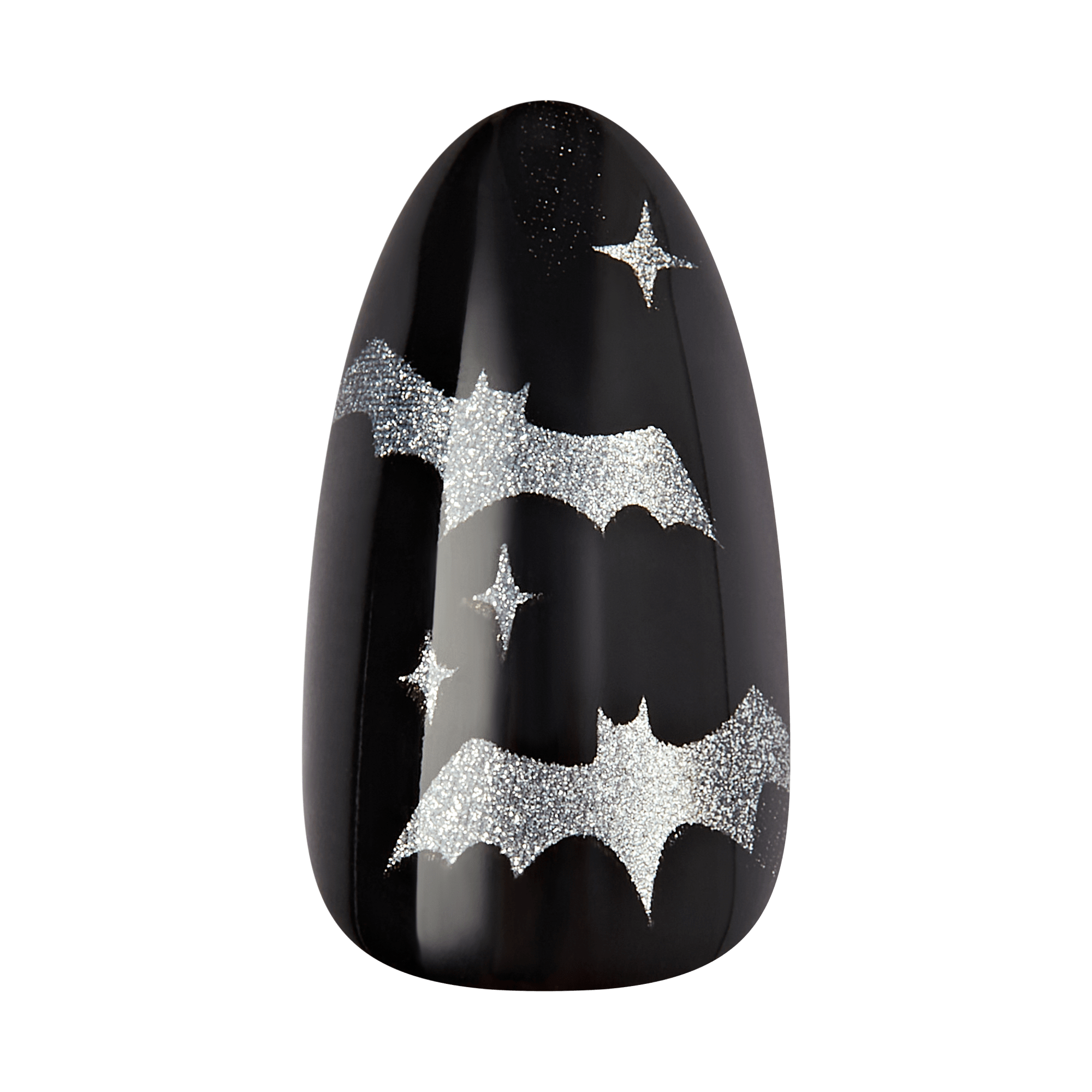 Kiss Haunt Halloween Press On Fake Glue Nails - Vamp It Up | Design, Black, Medium, Almond, Glow In The Dark