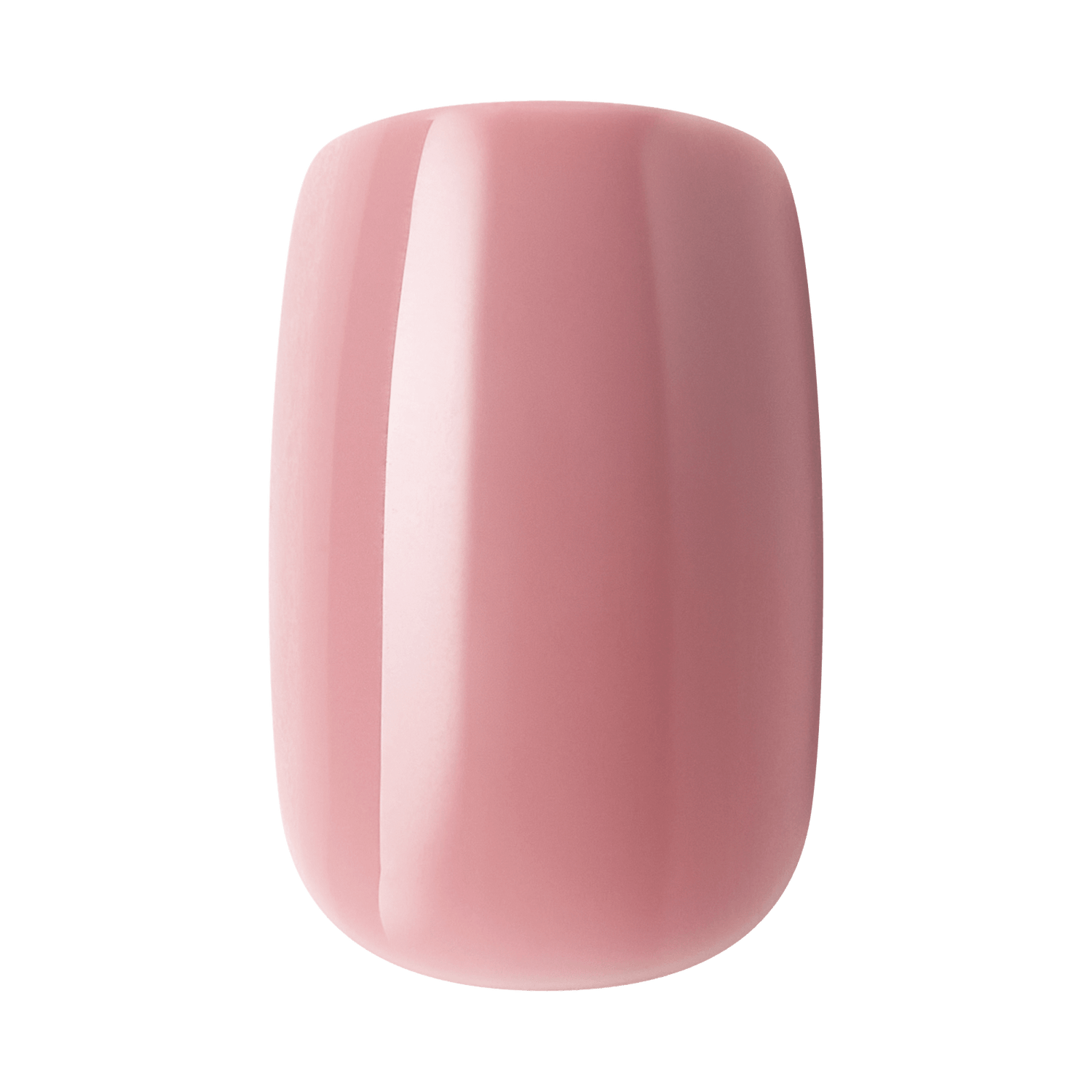 Glossy pink gel manicure nail swatch with rounded square shape