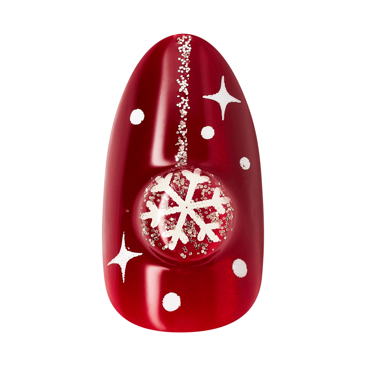 Kiss Merry Holiday Press On Fake Glue Nails - Deck The Nails | Design, Red &amp; White, Medium, Almond