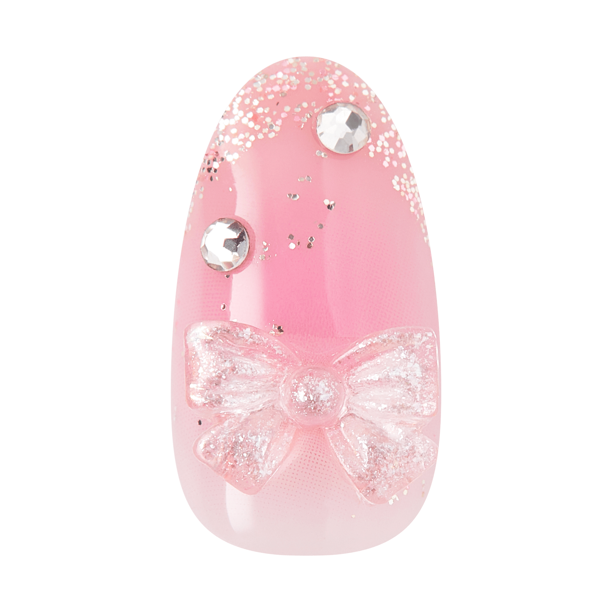 Pink egg-shaped device with rhinestones, glitter bow, and crystal accents