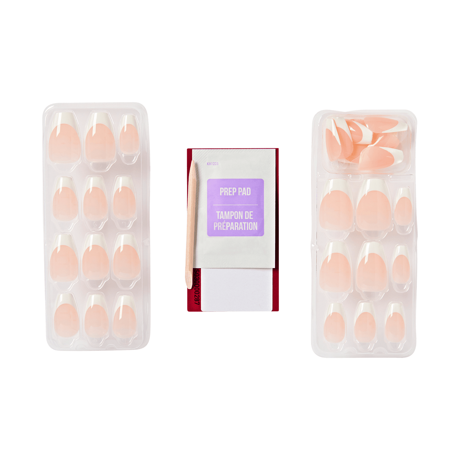 Impress French No Glue Fake Press On Nails - Ideal | French Tips, White &amp; Neutral, Medium, Coffin, Manicure
