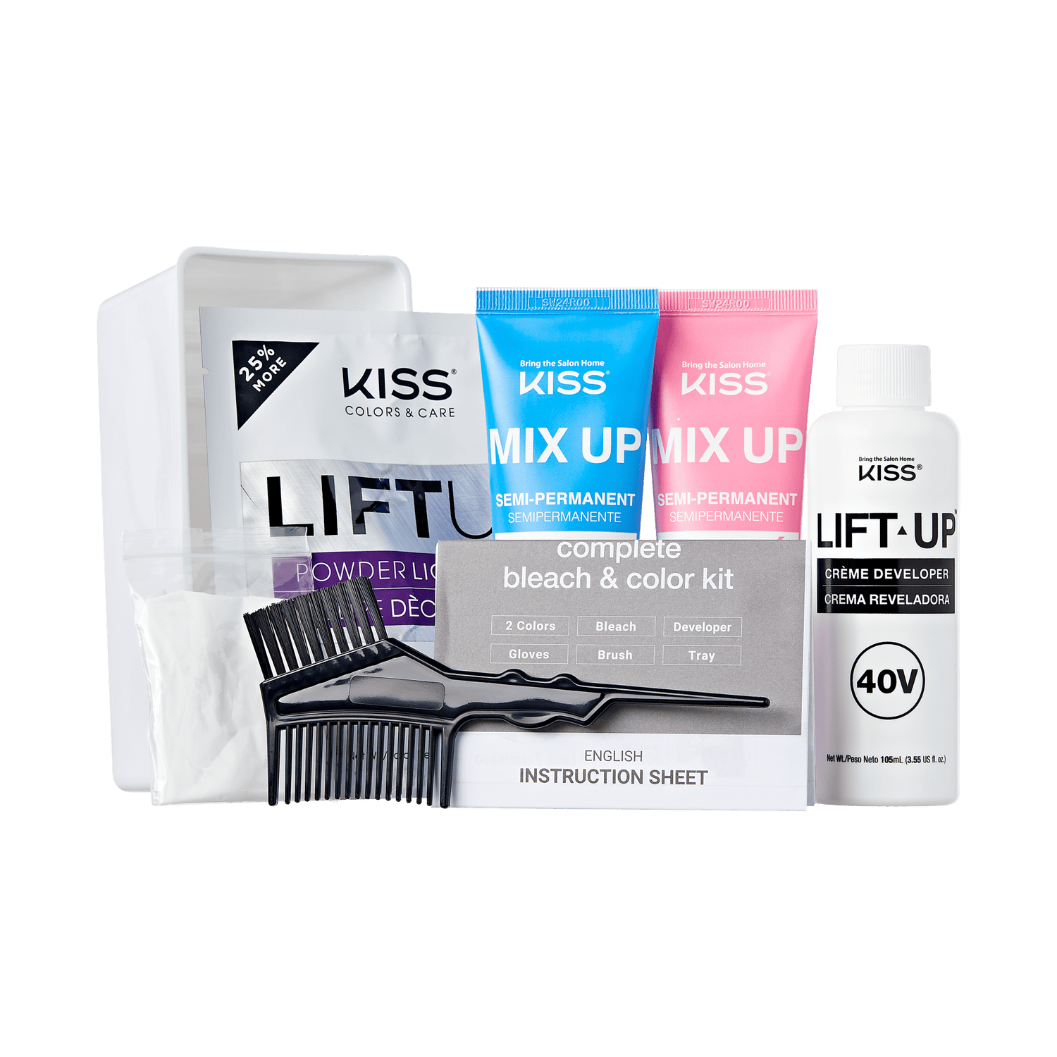 KISS Lift Up Complete Bleach &amp; Color Kit with developer and accessories