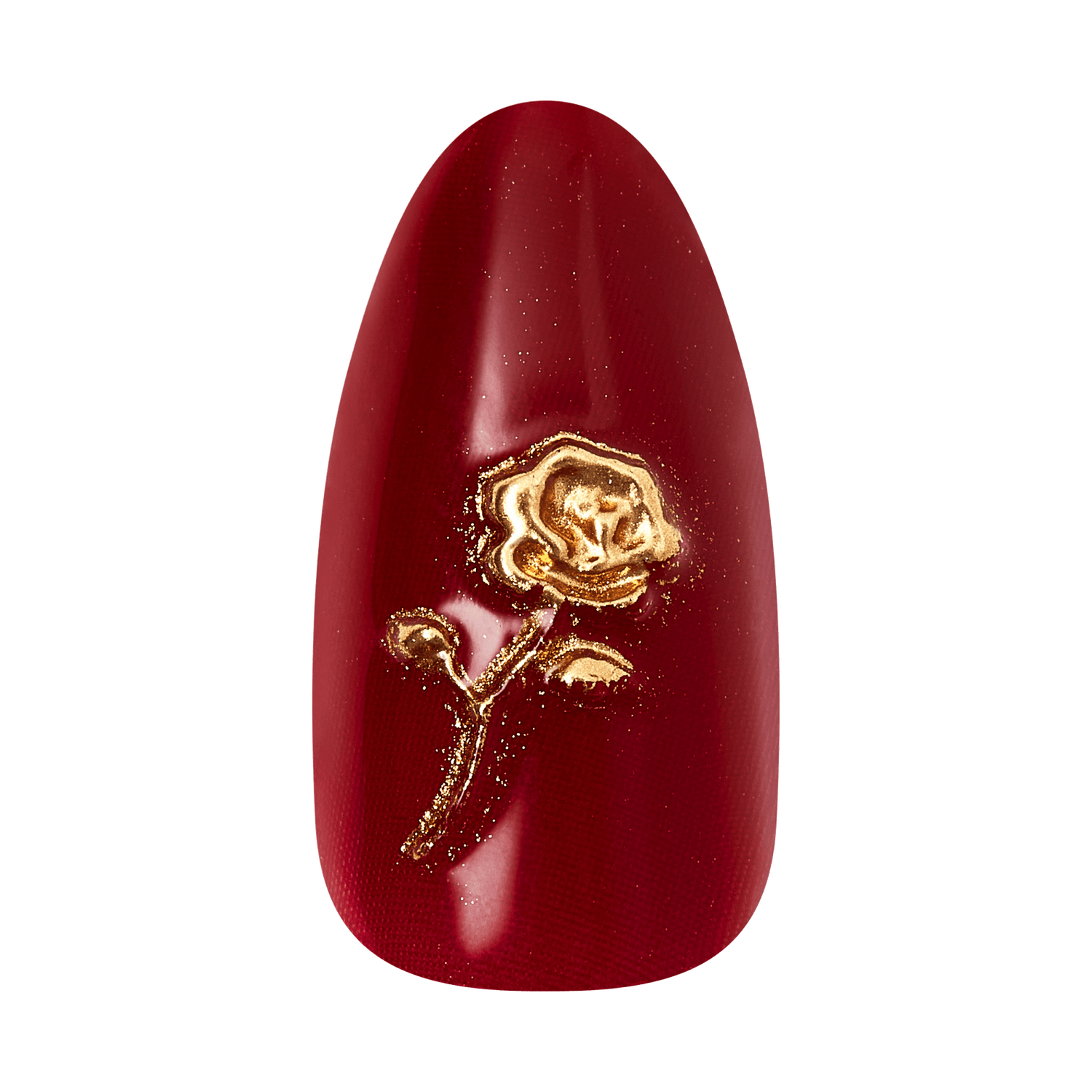 Kiss Glam 3D &amp; Jeweled Press On Fake Glue Nails - Weekend | 3D &amp; Jewel Design, Red, Medium, Almond
