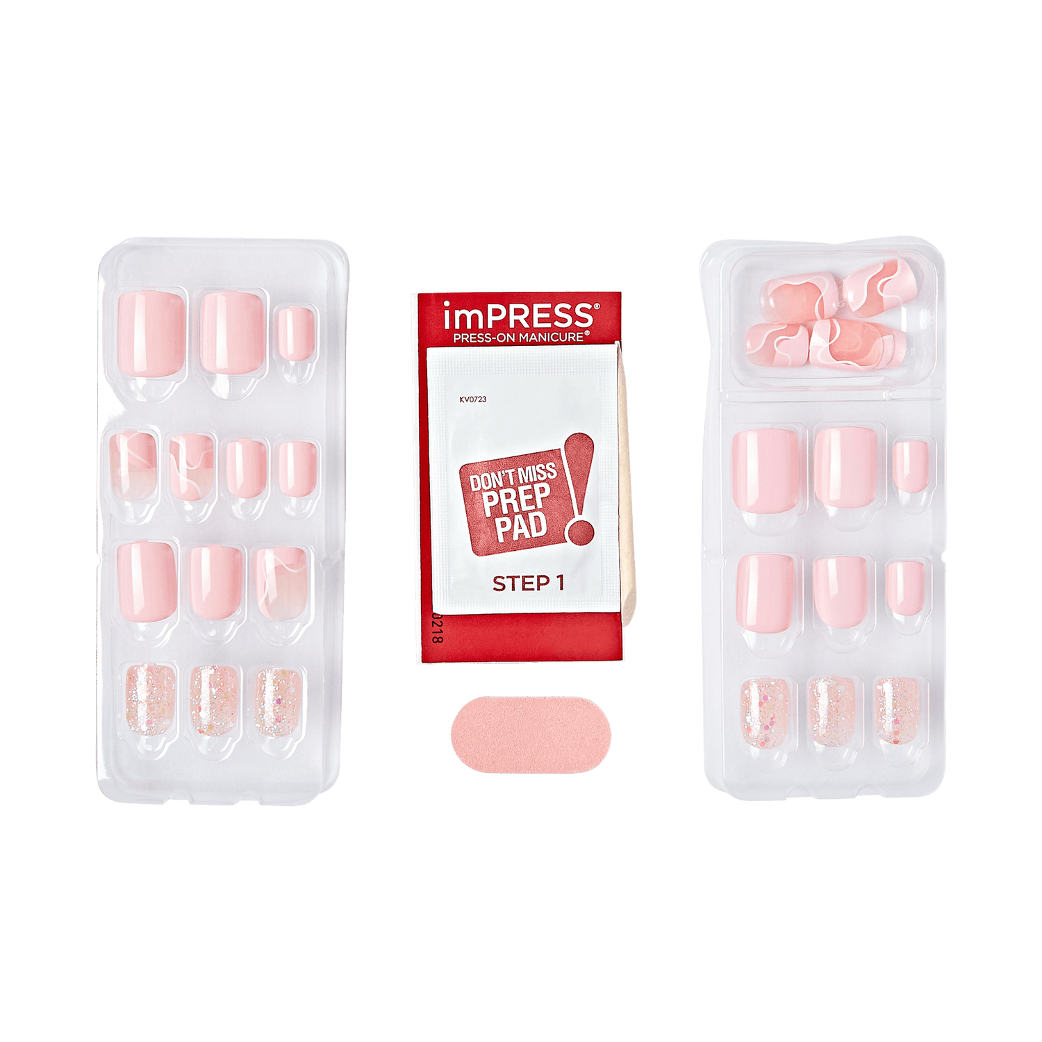 imPRESS Press-On Manicure nail set with prep pad in pink shades