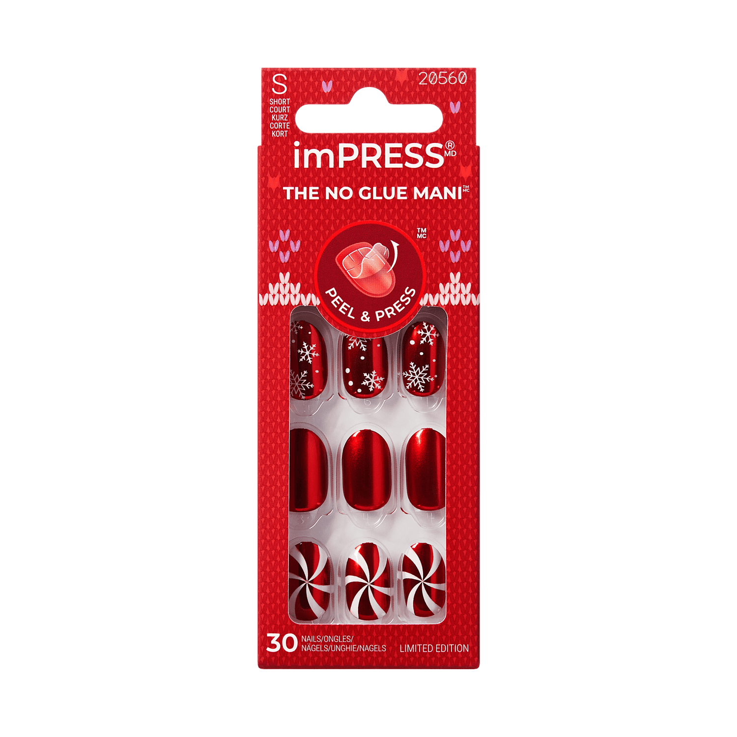 imPRESS The No Glue Mani press-on nails, holiday designs, 30 nails