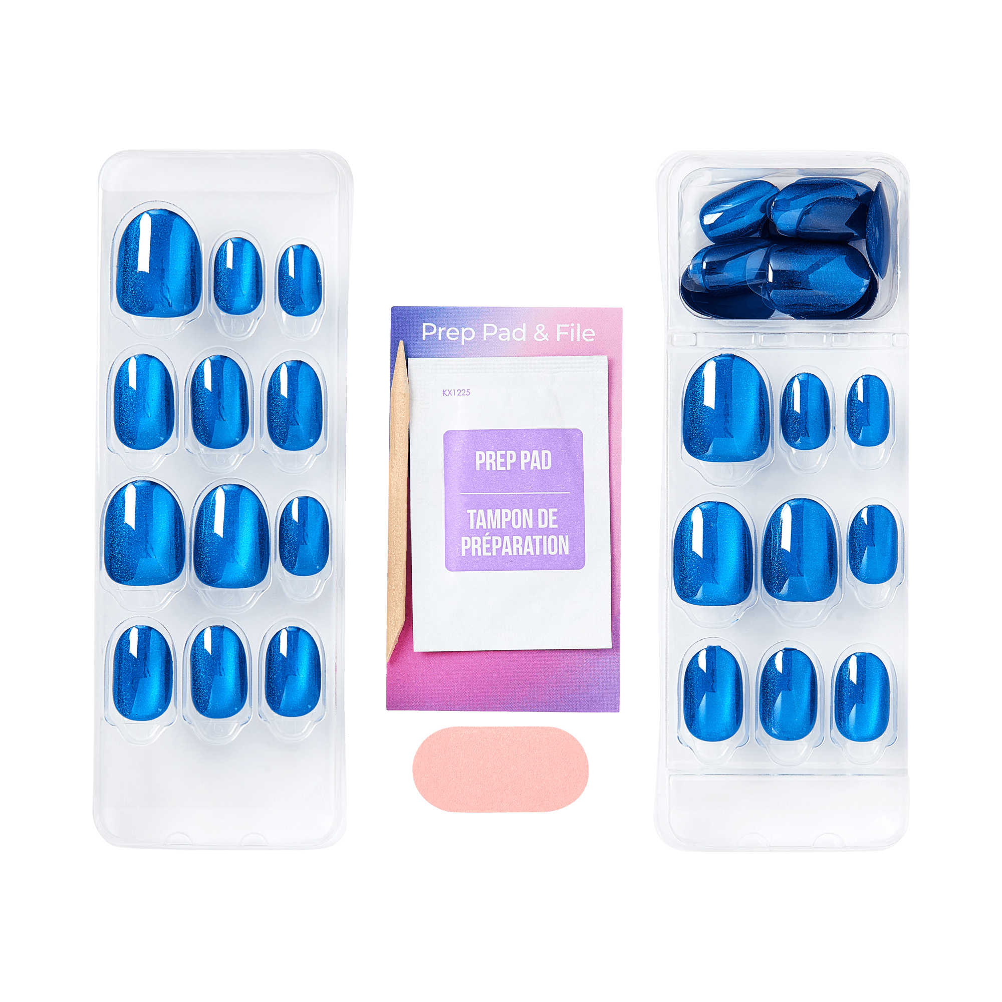 colorFX by Impress No Glue Fake Press On Nails - Reconnect | Solid, Blue, Short, Oval, Manicure
