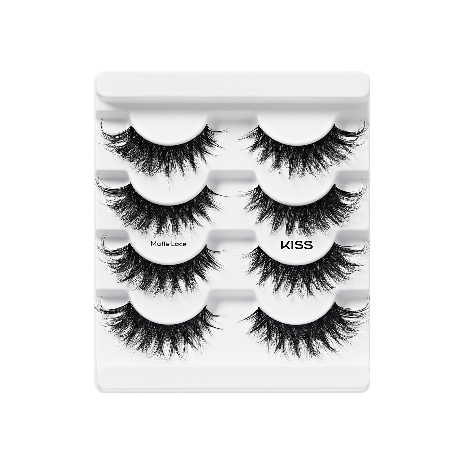 KISS Matte Lace false eyelashes 4-pack multi-pair set display