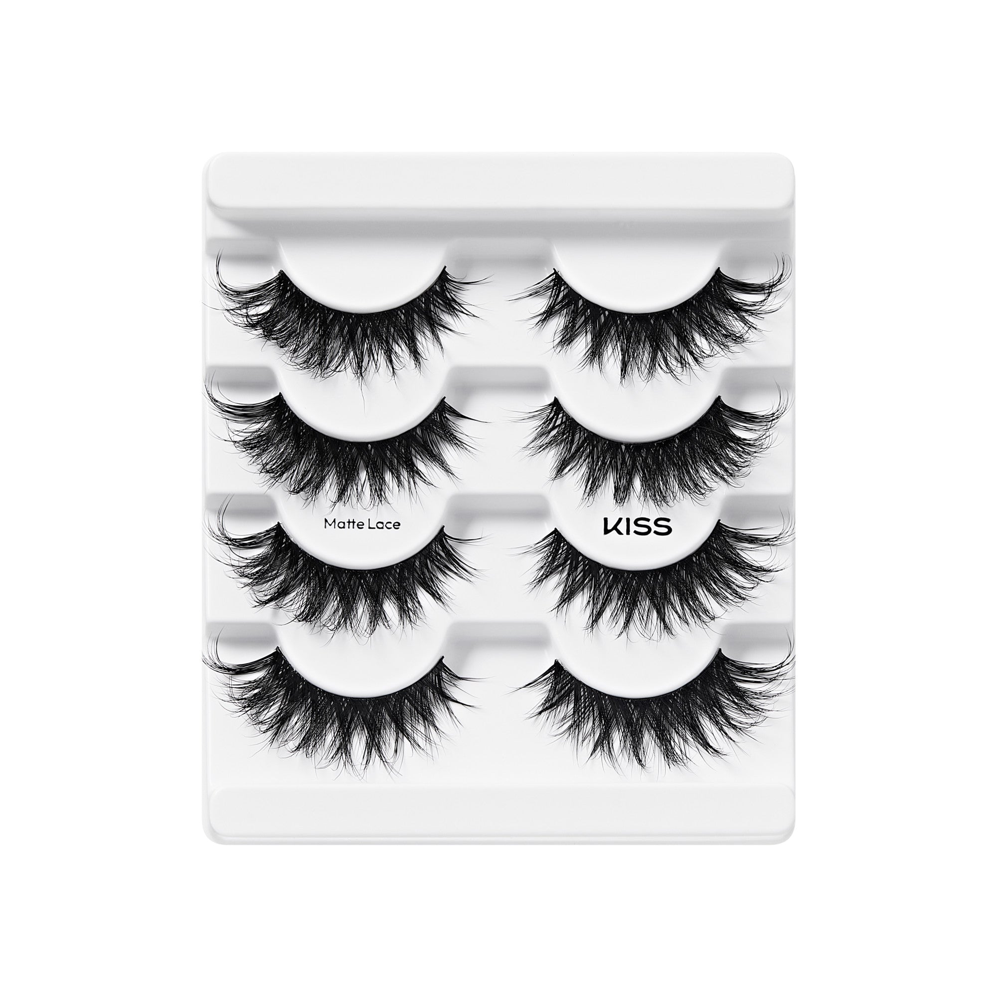 KISS Matte Lace false eyelashes 4-pack multi-pair set display