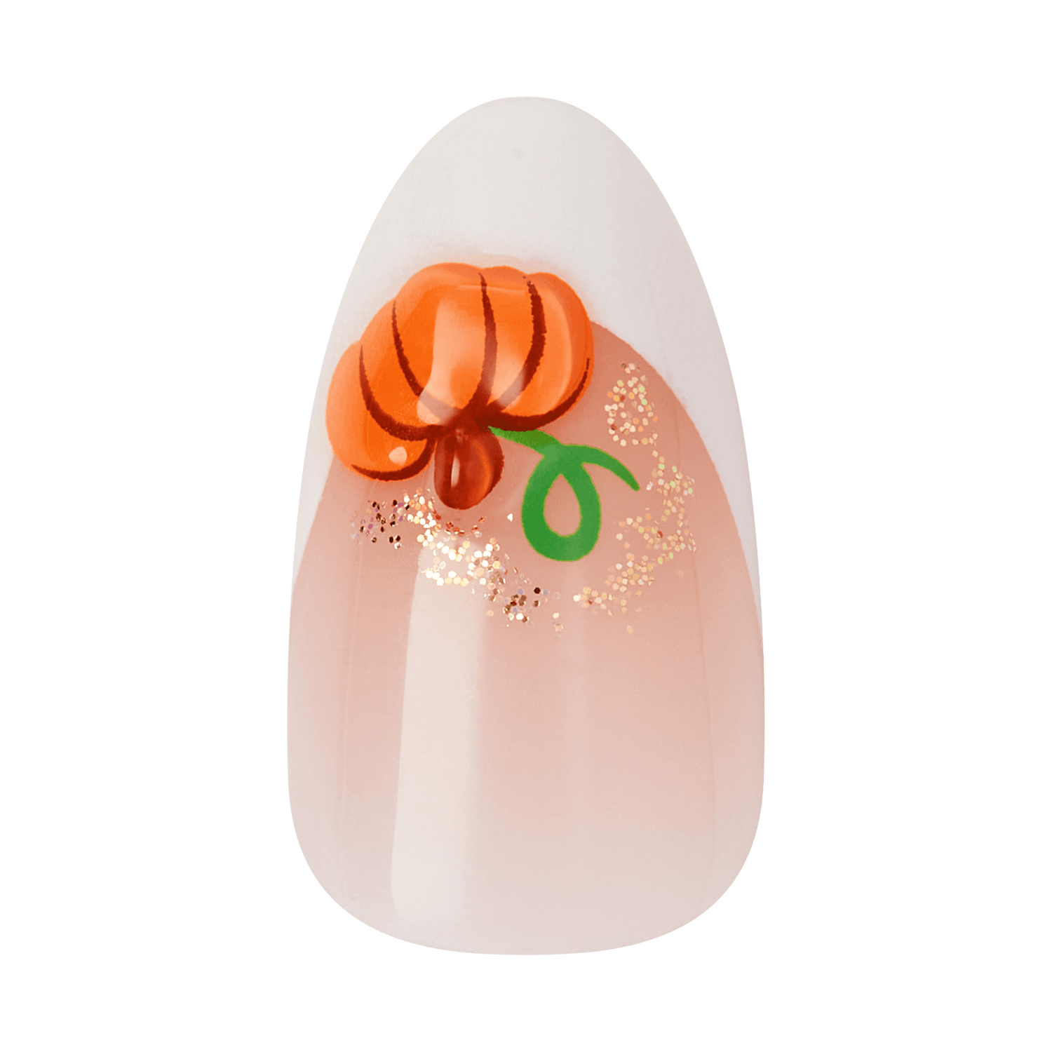 Kiss Haunt Halloween Press On Fake Glue Nails - Spook Me | French Design, White, Medium, Almond, Glow In The Dark