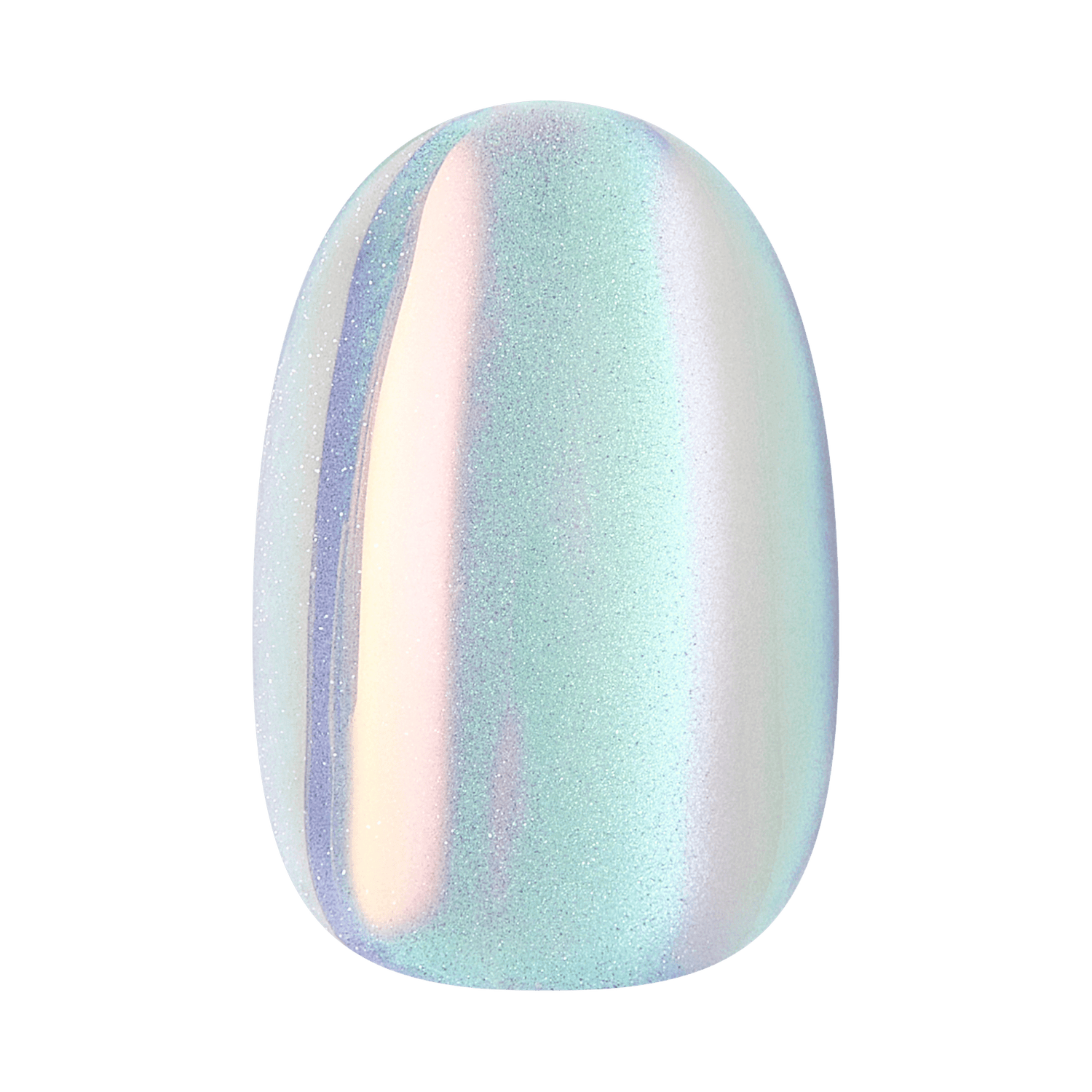 Iridescent holographic nail polish in soft mint and lavender tones