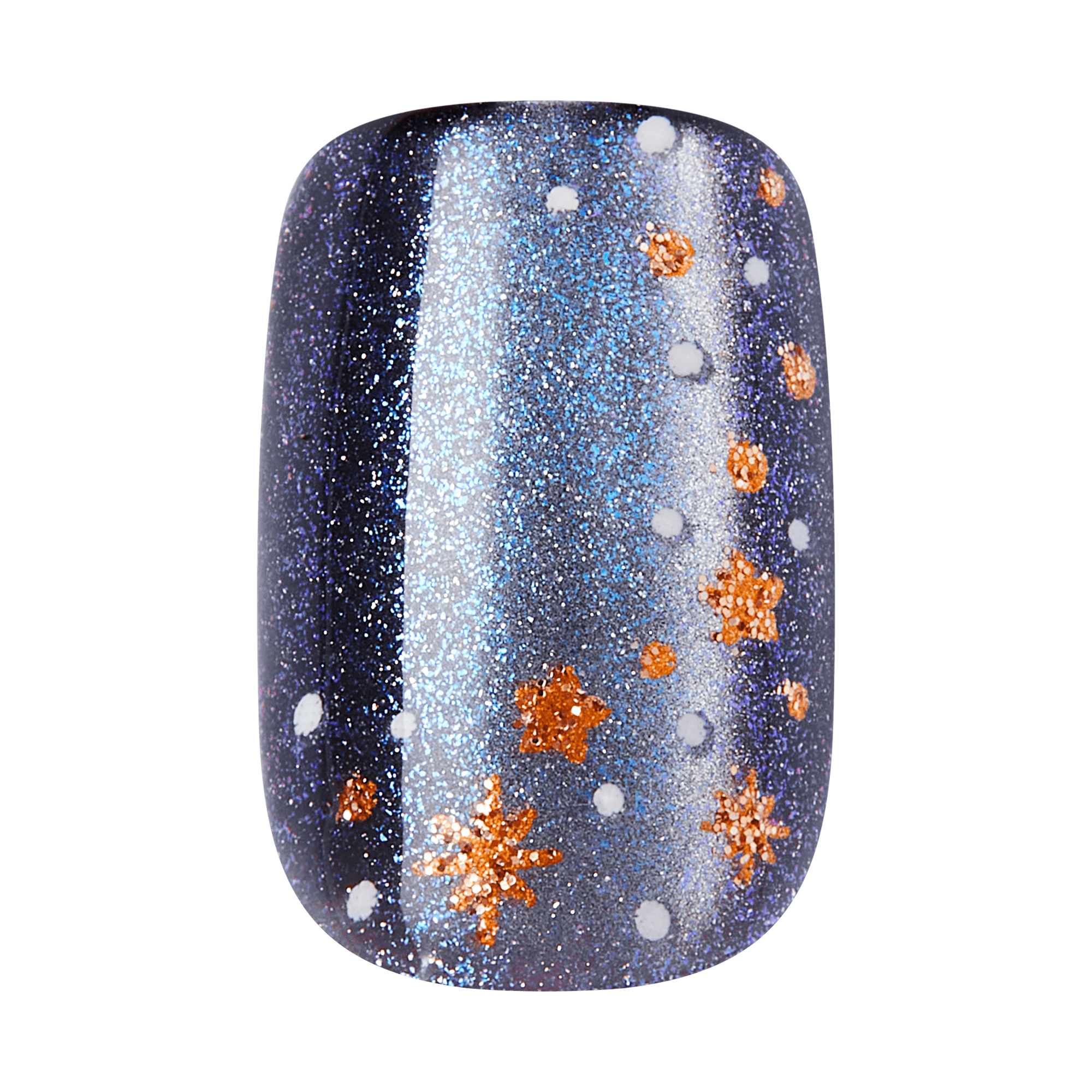 Kiss Haunt Halloween Press On Fake Glue Nails - Silent Howl | Design, Blue, Short, Squoval, Glow In The Dark