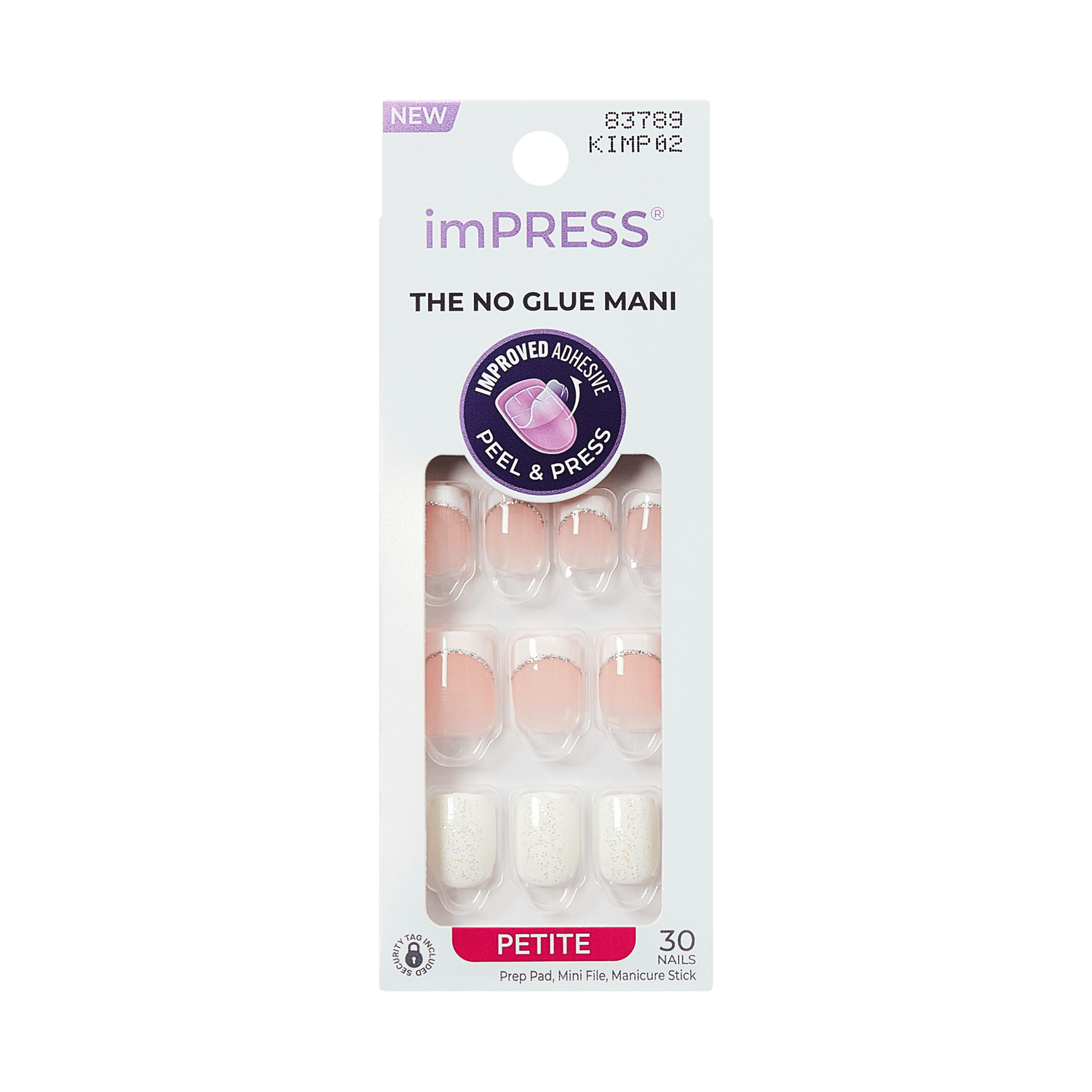 Impress Design No Glue Fake Press On Nails - My Mani | French Tips, White &amp; Neutral, Petite, Squoval, Manicure
