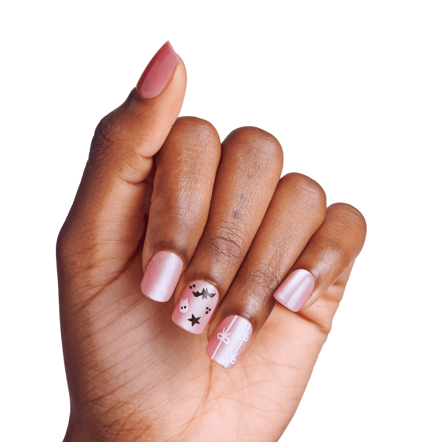 Impress Design Halloween No Glue Fake Press On Nails - Broom &amp; Bloom | Design, Pink, Short, Squoval, Glow In The Dark, Manicure