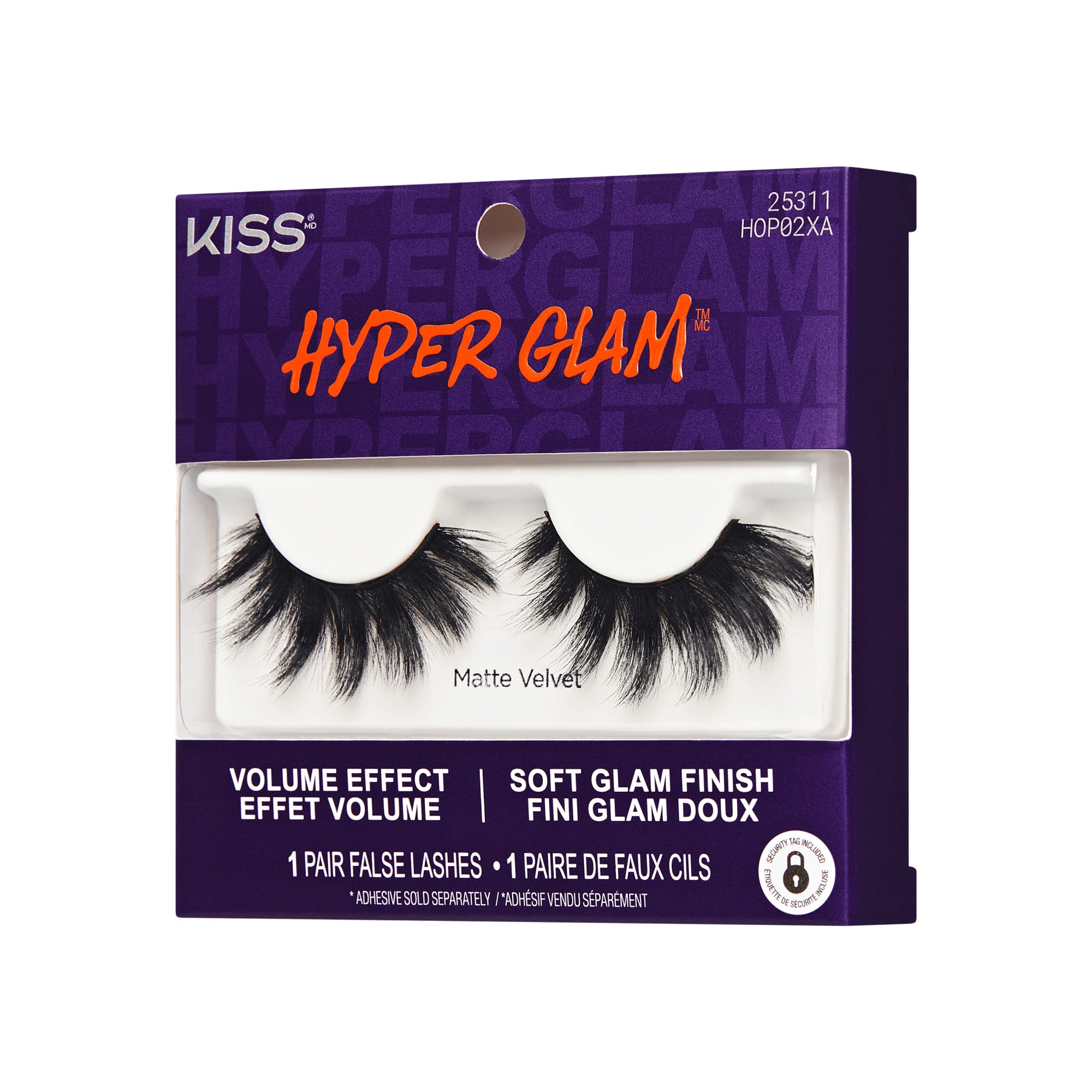 Kiss Hyper Glam Halloween False Eyelashes - Matte Velvet | 1 Pair, Strip Lashes, 16mm