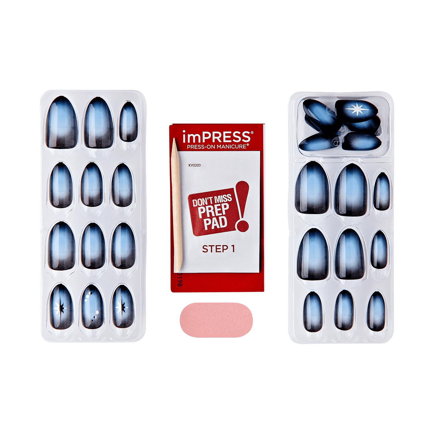 imPRESS Press-On Manicure nails with prep pad, blue ombre design