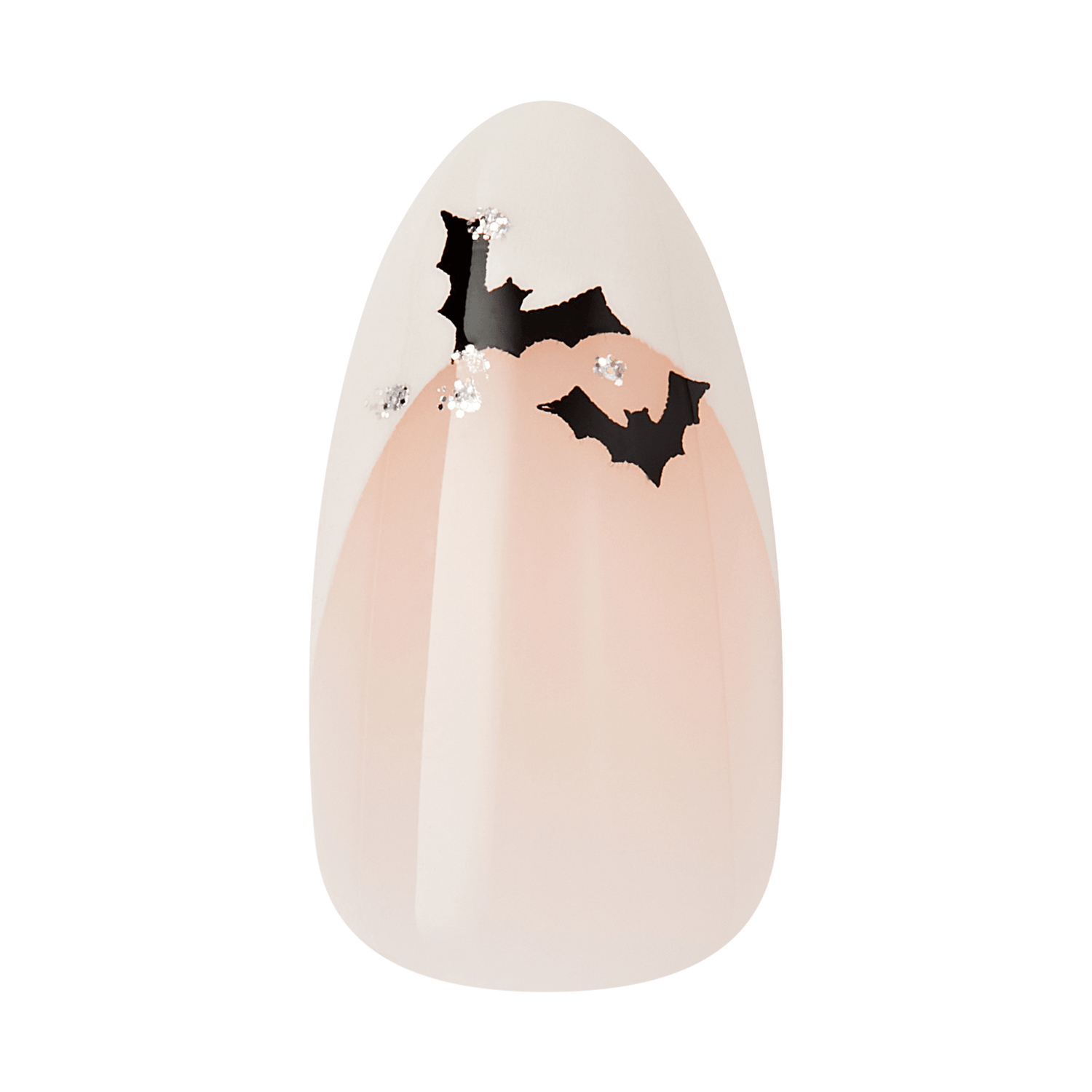 Kiss Haunt Halloween Press On Fake Glue Nails - HalloQueen | French Design, Black &amp; White, Medium, Almond, Glow In The Dark