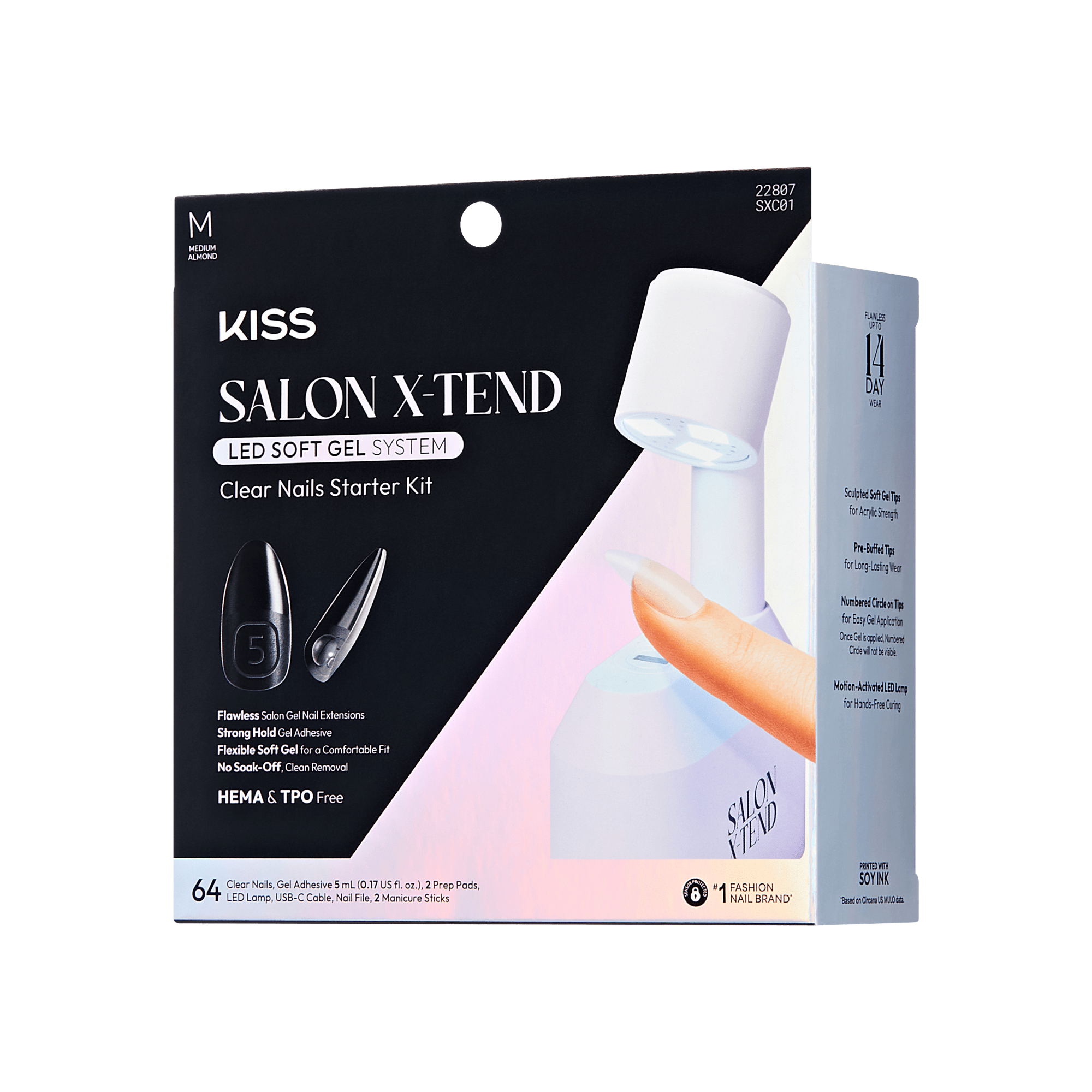 KISS Salon X-Tend LED Soft Gel Clear Nails Starter Kit with lamp and accessories