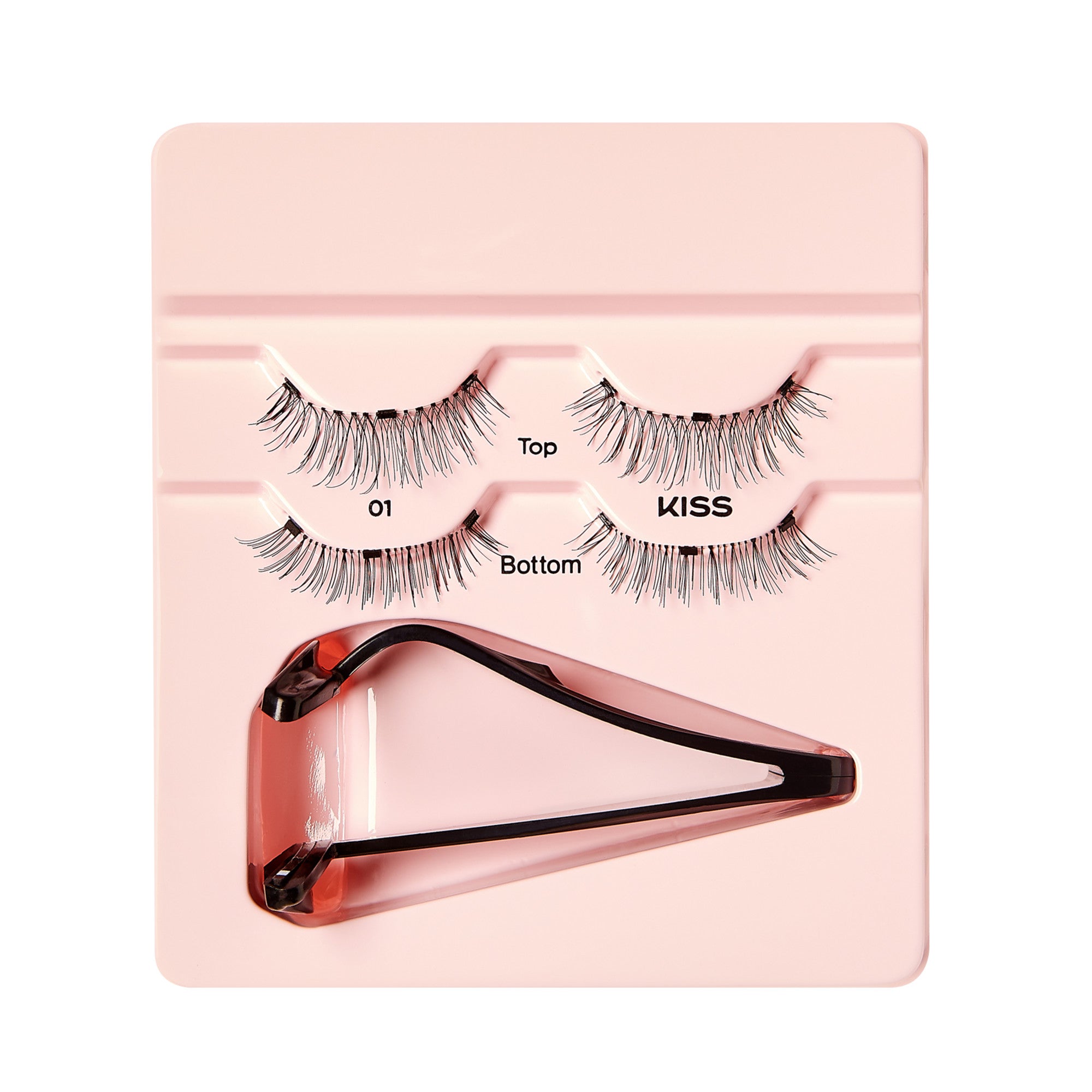 KISS Magnetic Strip Lash set with two pairs of black magnetic lashes labeled \