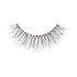 The image shows a single false eyelash. The eyelash is curved to fit the natural shape of the eye and features long, wispy, and slightly uneven strands to create a voluminous and dramatic look. The base of the eyelash is a thin, black band that holds the individual strands together. The overall appearance is designed to enhance the length and fullness of natural eyelashes when applied.