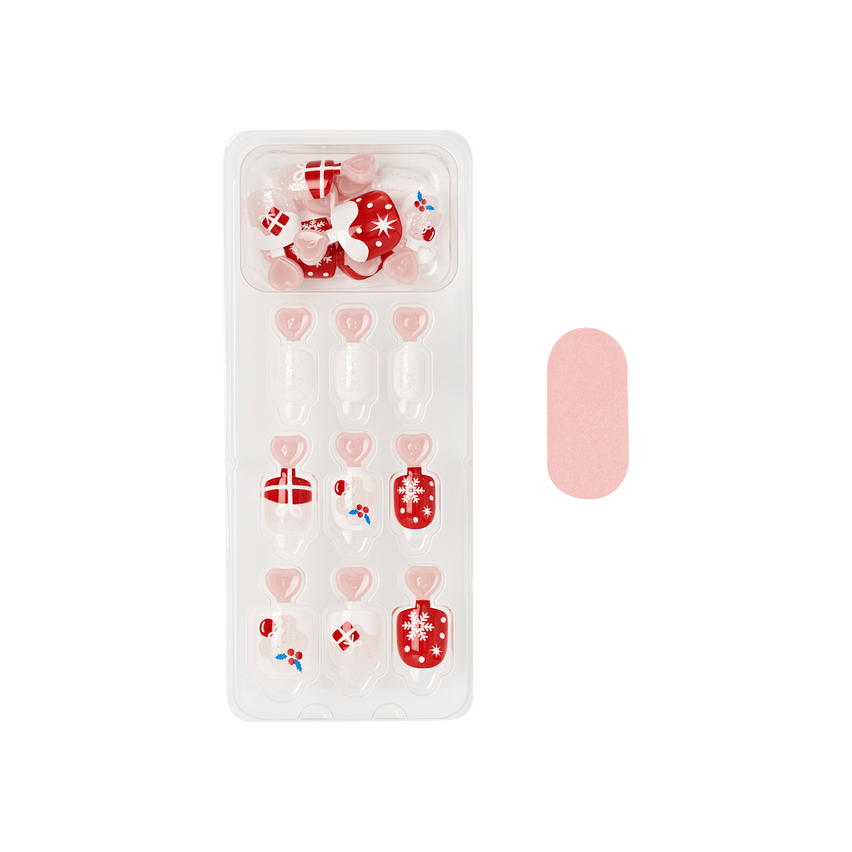 Impress Kids Holiday No Glue Fake Press On Nails - Mini Angels | Design, Pink &amp; Red, Kids, Squoval, Manicure