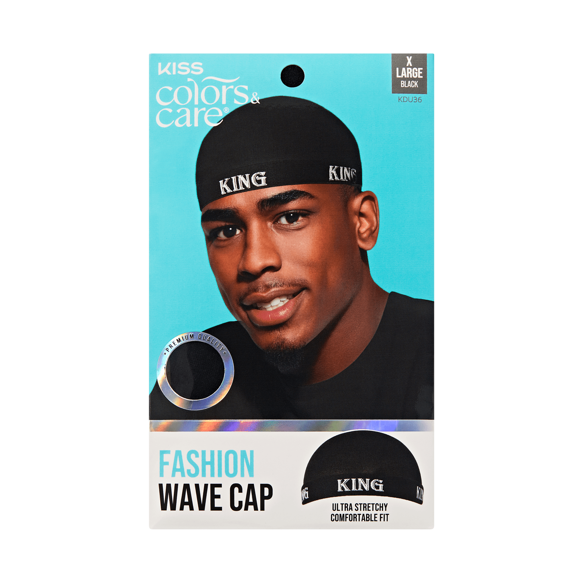 KISS Colors &amp; Care Fashion Wave Cap X Large Black KDU36 packaging