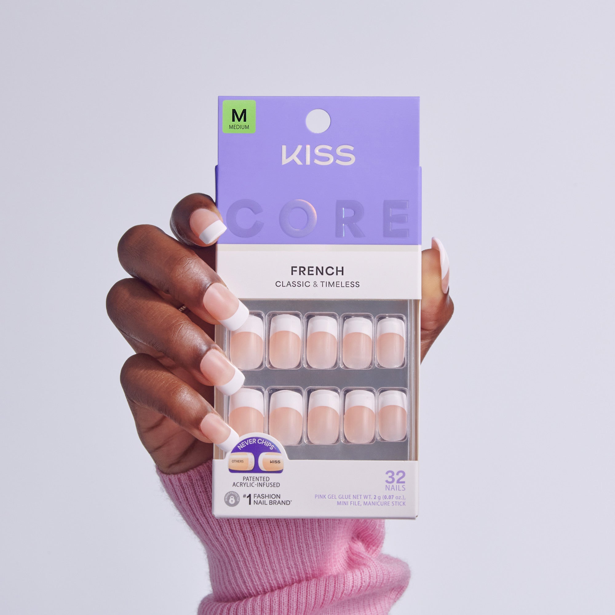 KISS Core French Classic &amp; Timeless Medium Fake Nails, 32 Count