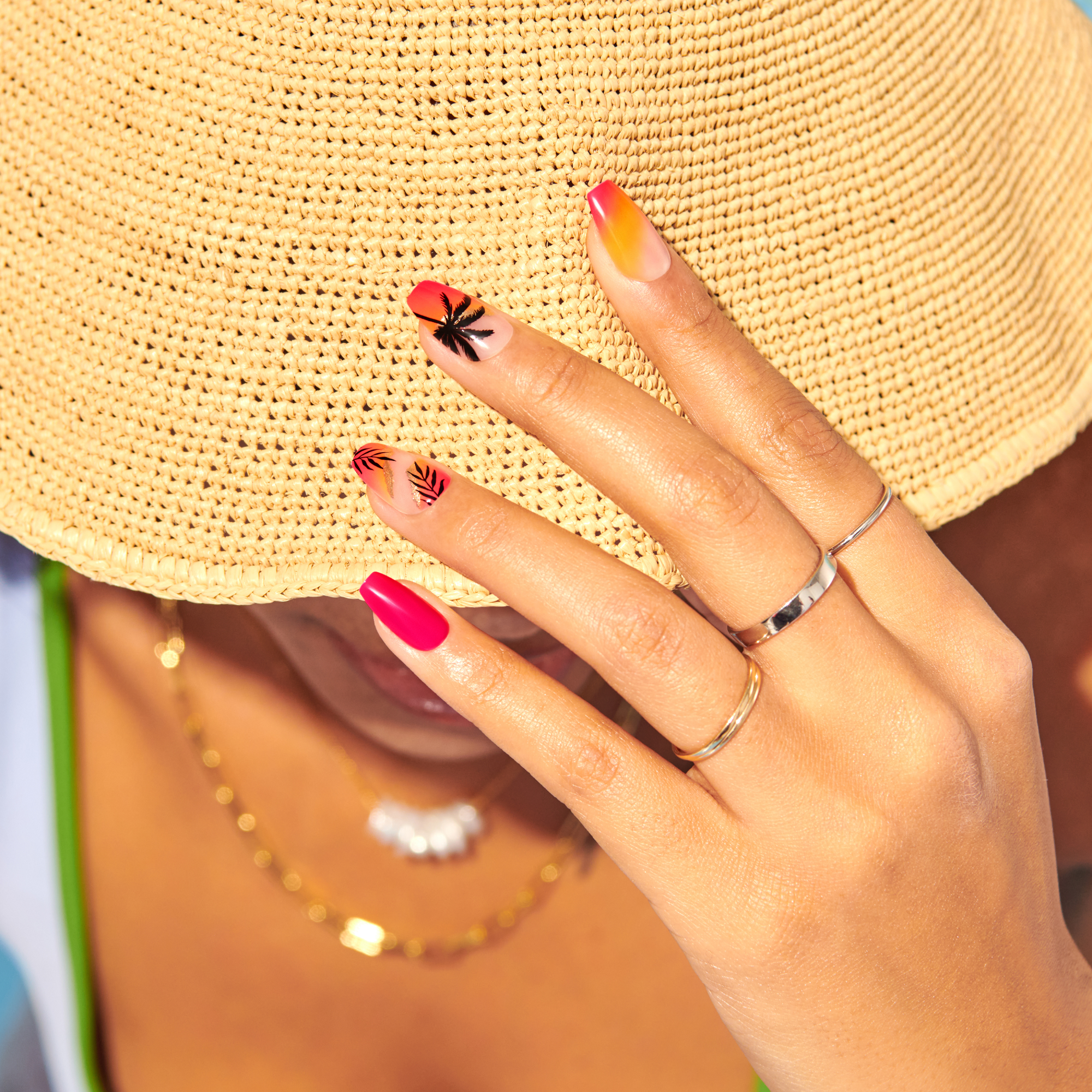 Impress Design No Glue Fake Press On Nails - Sol | Design, Multicolor, Medium, Coffin, Manicure